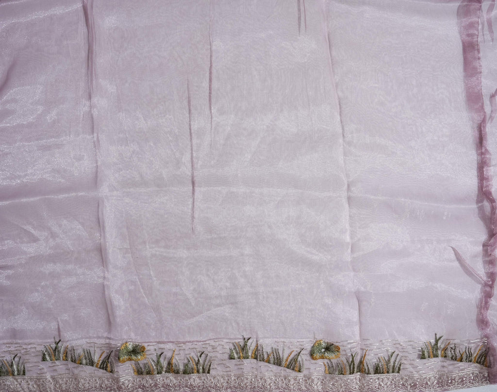 Pink Embroidery Organza Saree