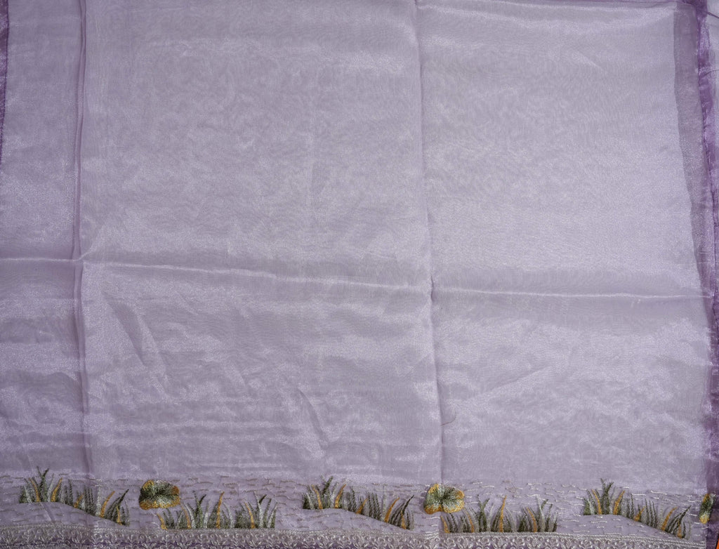 Purple Embroidery Organza Saree