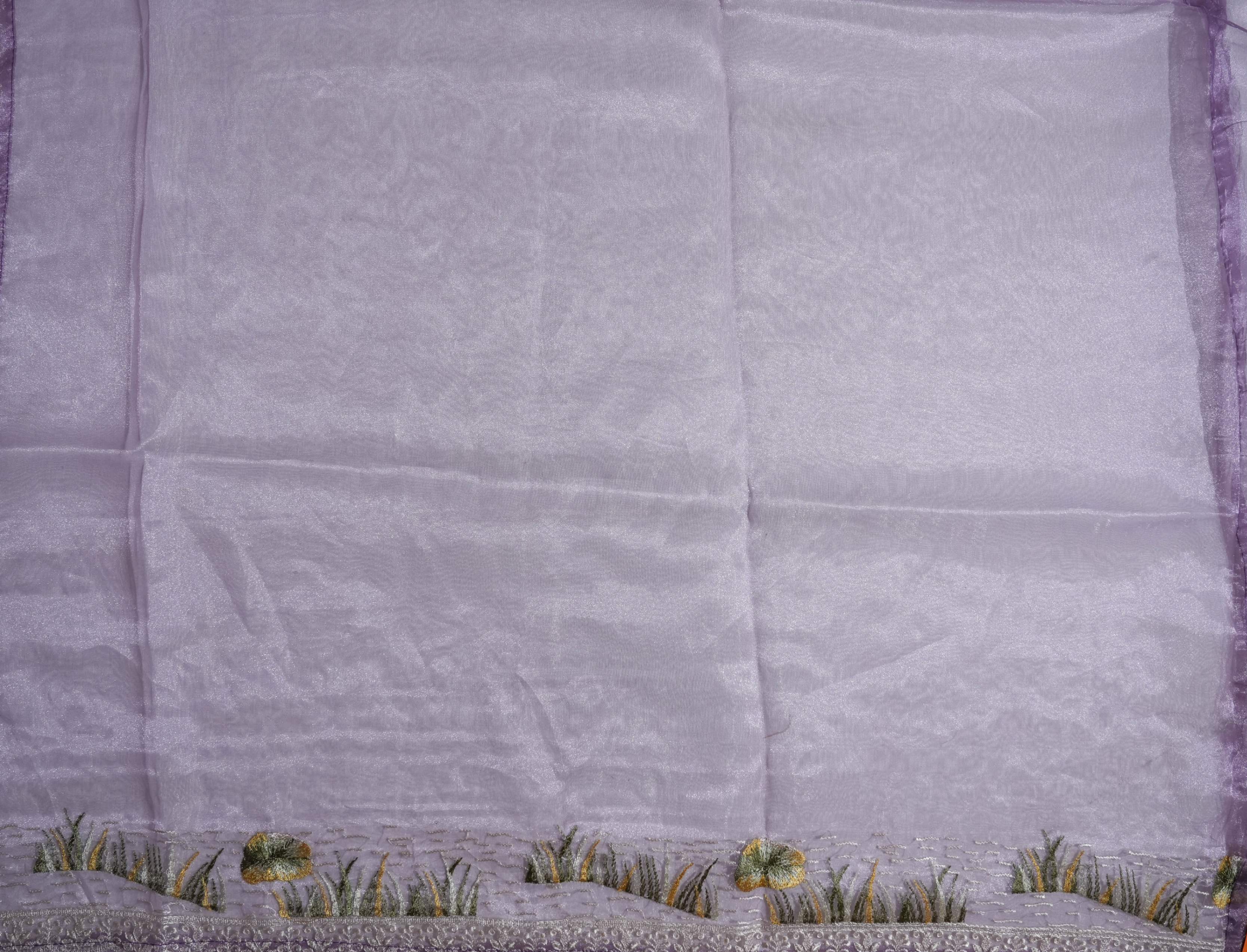 Purple Embroidery Organza Saree