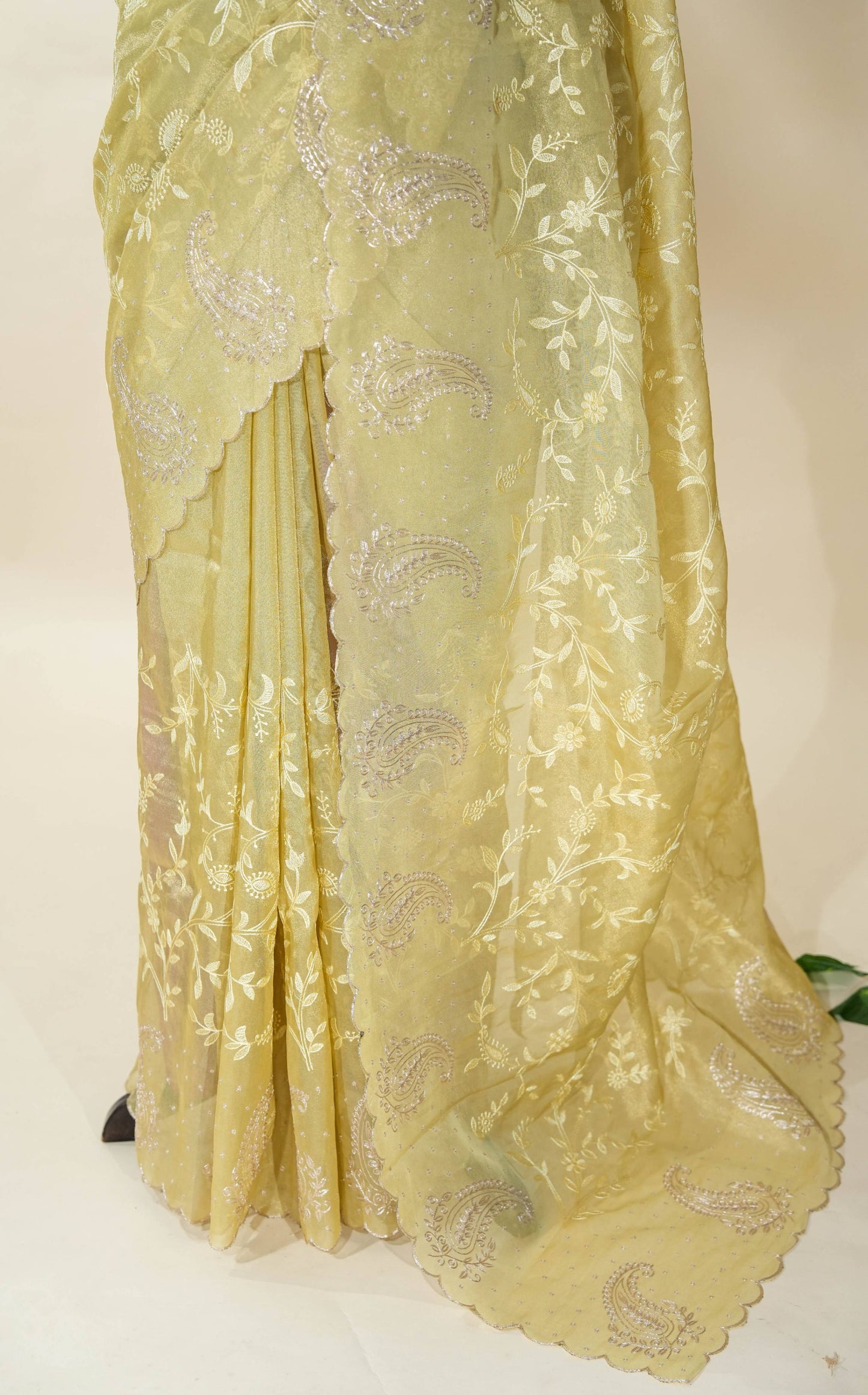 Gold Embroidery Tissue Saree