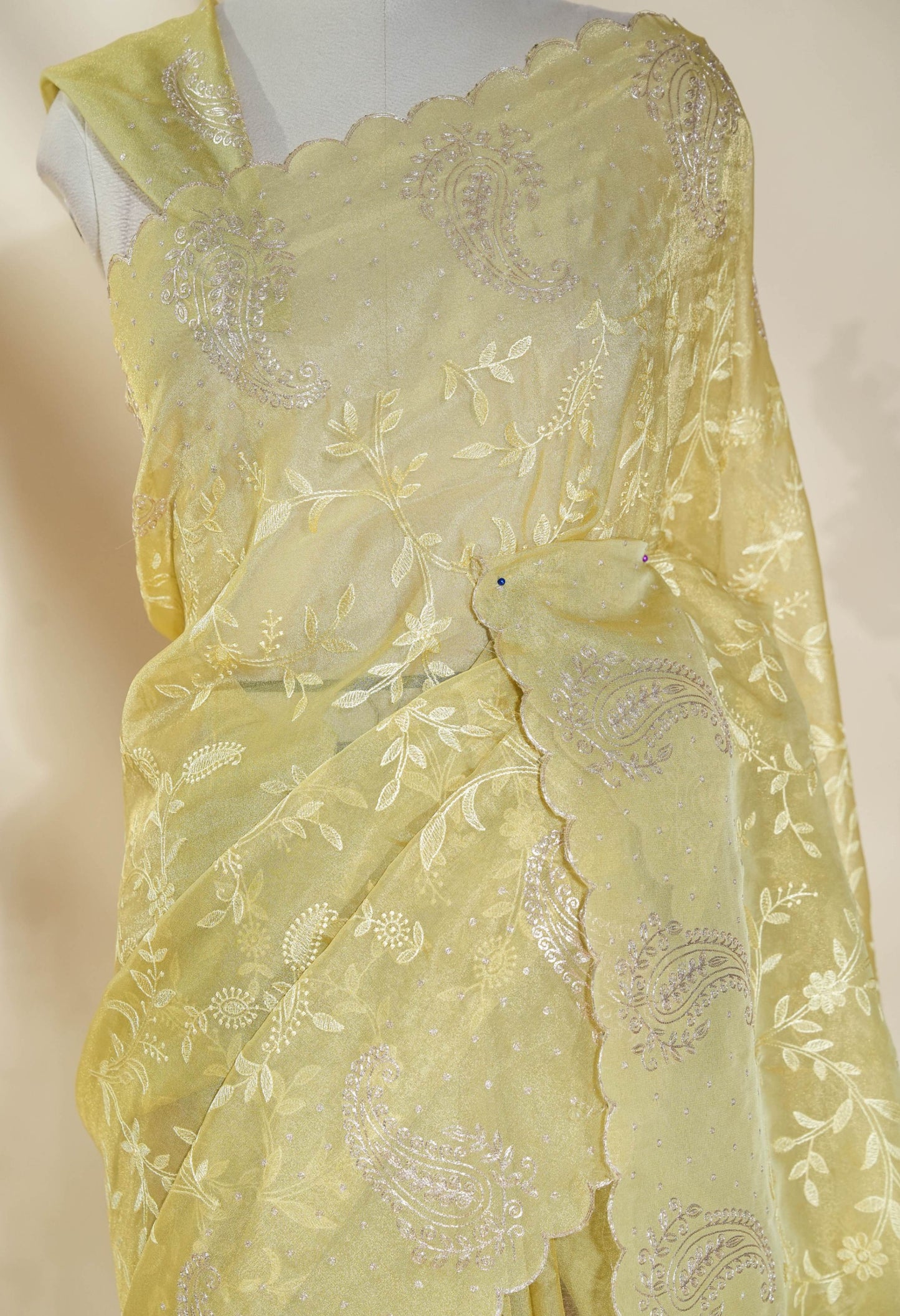 Gold Embroidery Tissue Saree
