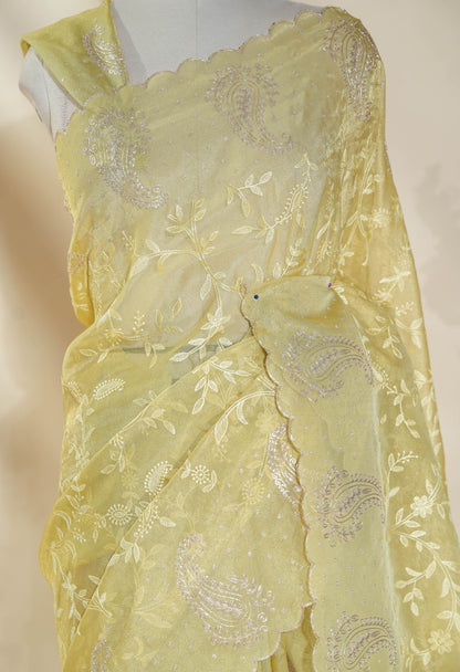 Gold Embroidery Tissue Saree