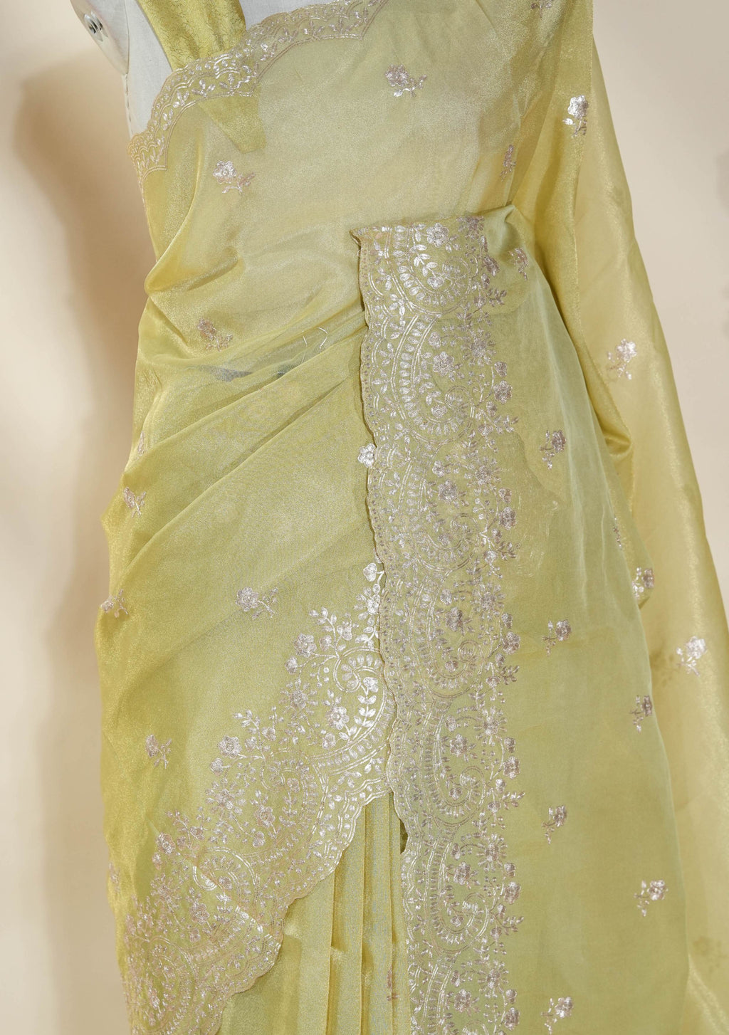 Gold Embroidery Tissue Saree