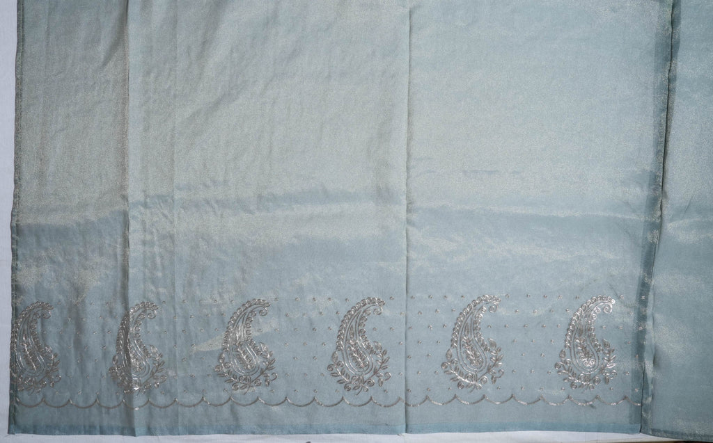 Grey Embroidery Tissue Saree