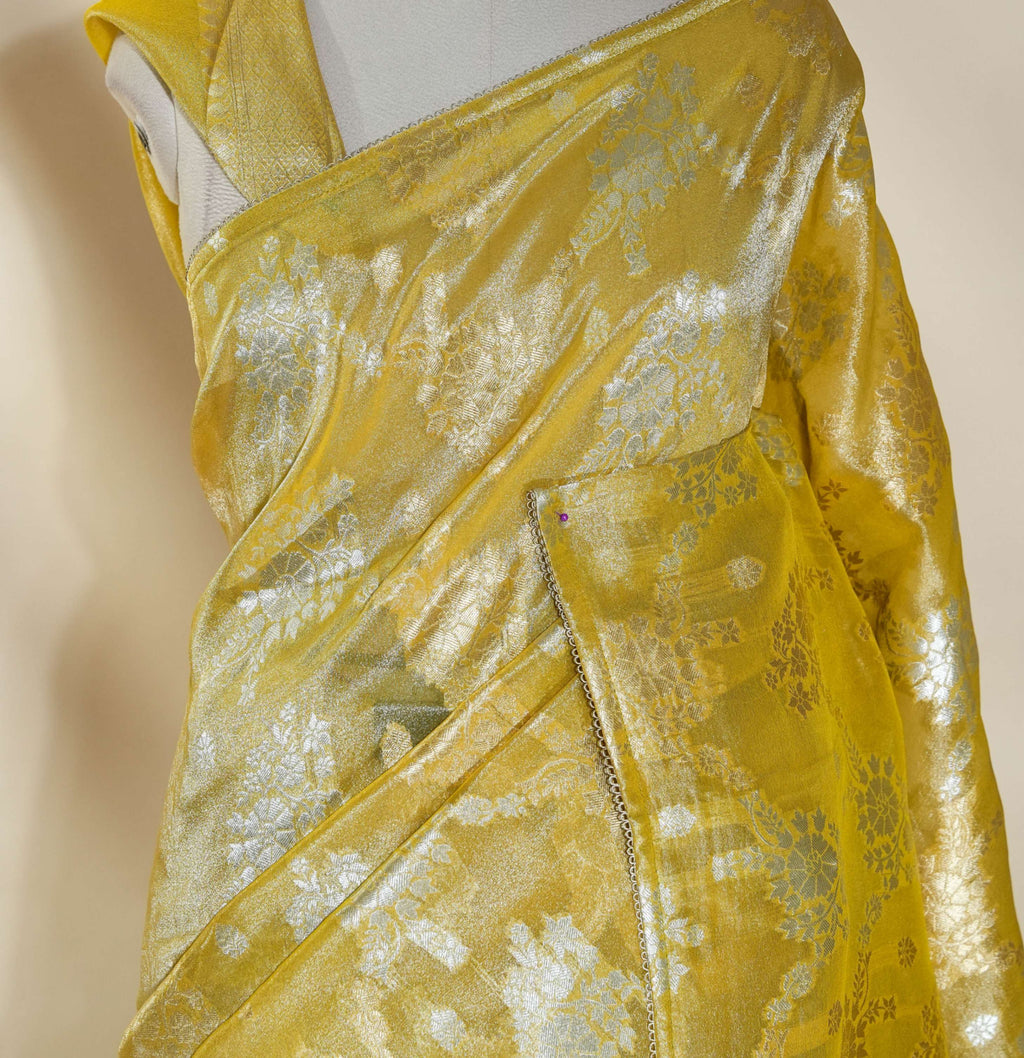 Yellow Banarasi Tissue Saree