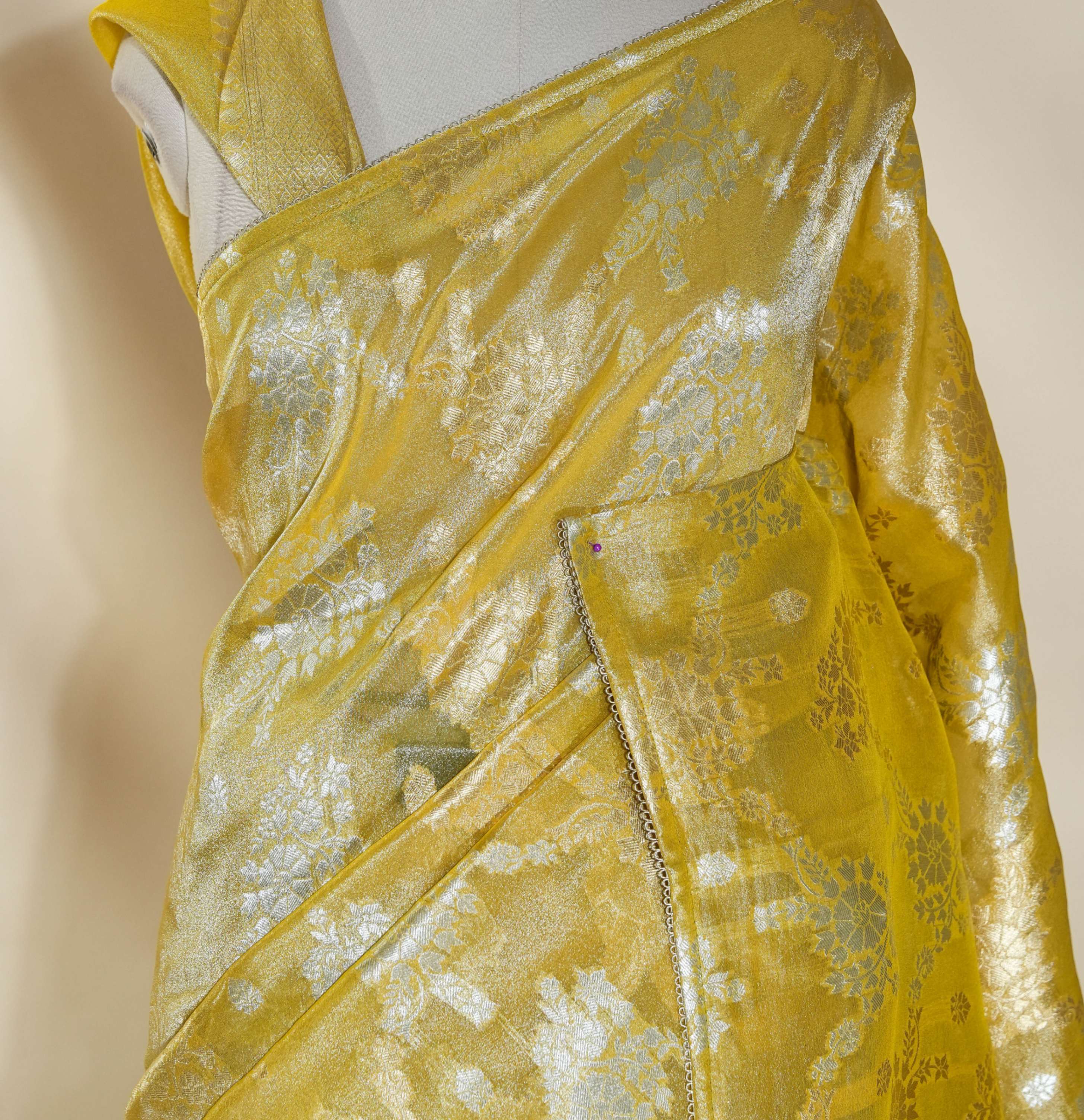 Yellow Banarasi Tissue Saree