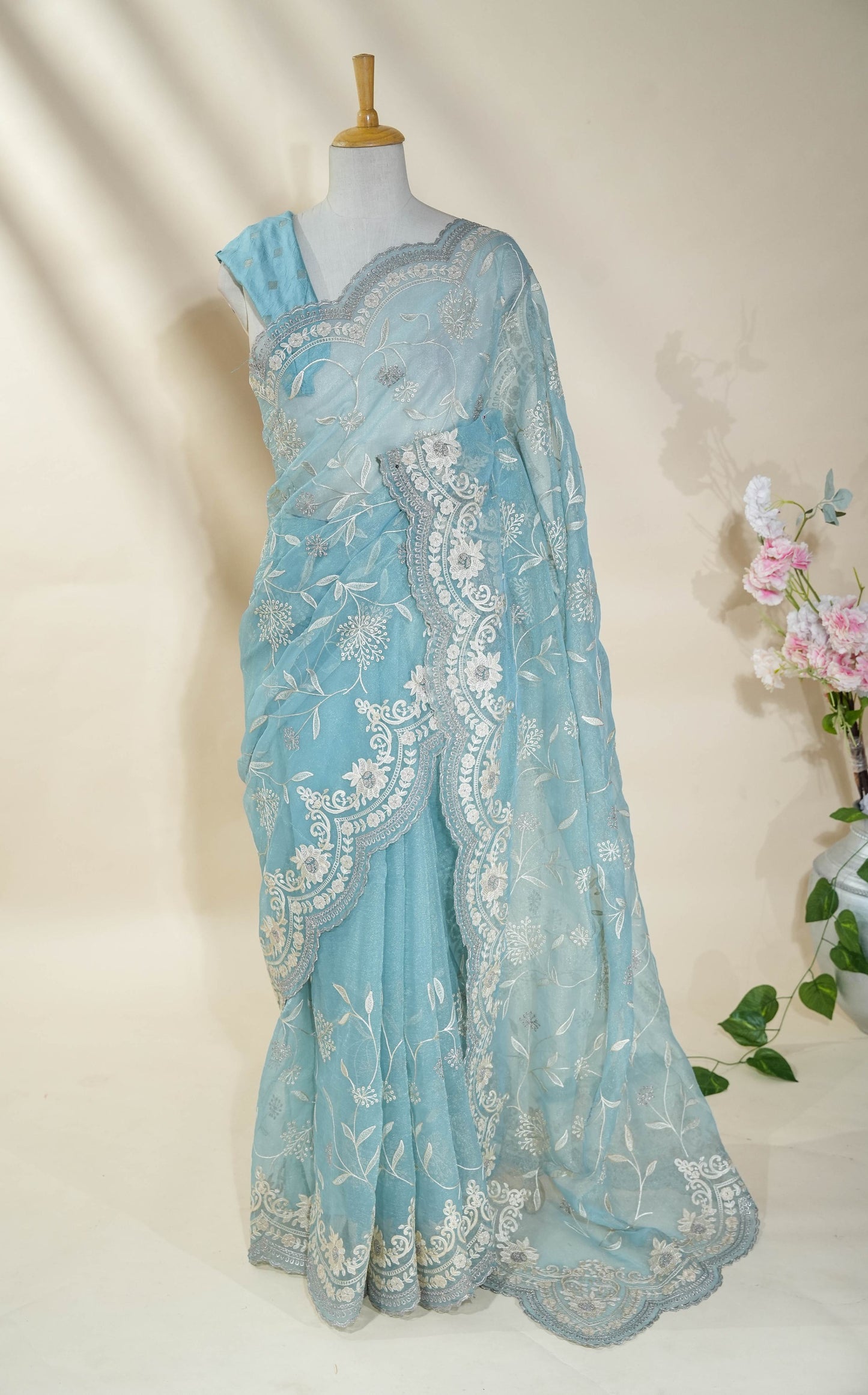 Ferozi Embroidery Organza Saree