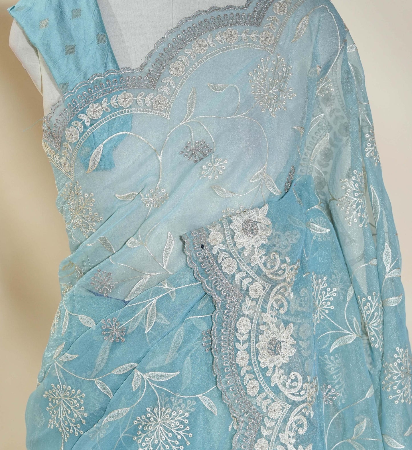 Ferozi Embroidery Organza Saree