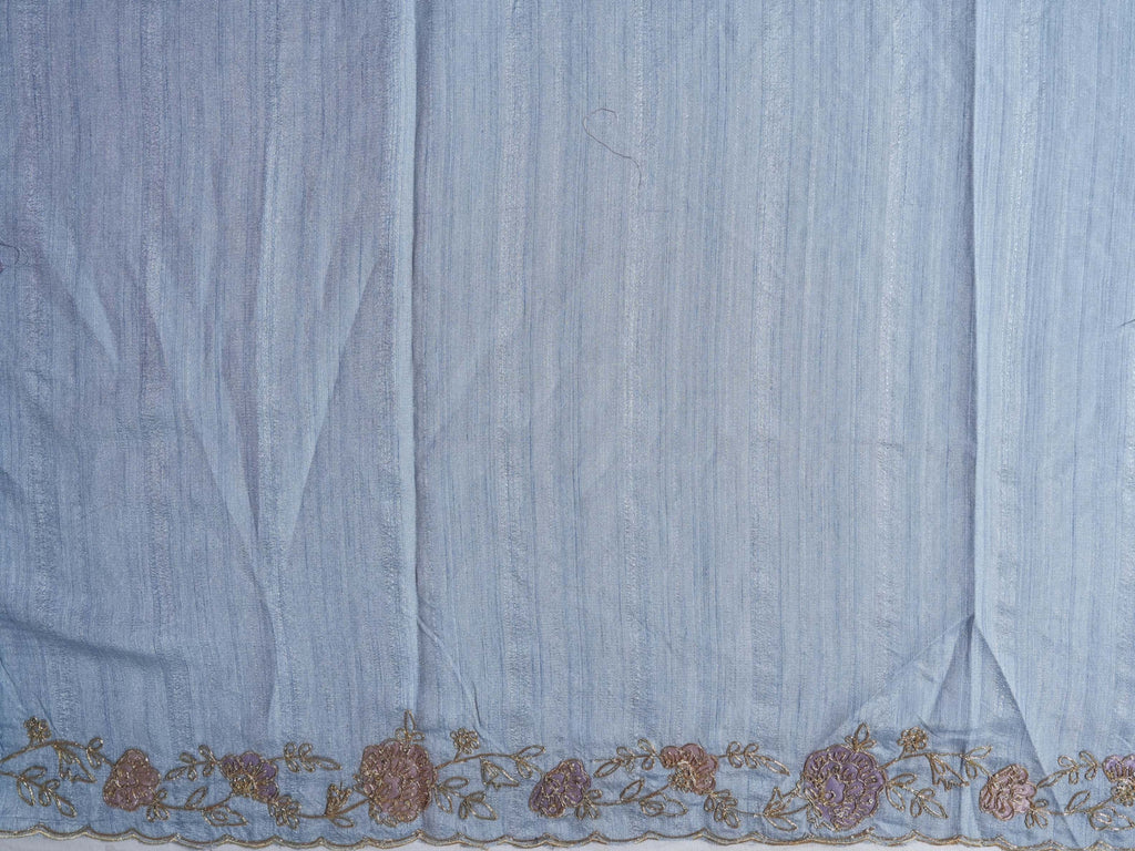 Grey Embroidery Tussar Saree