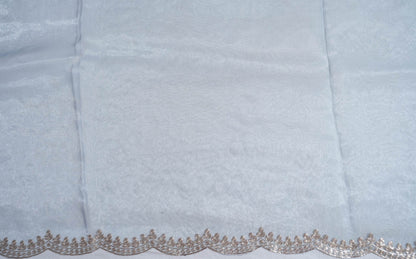Ferozi Embroidery Tissue Saree