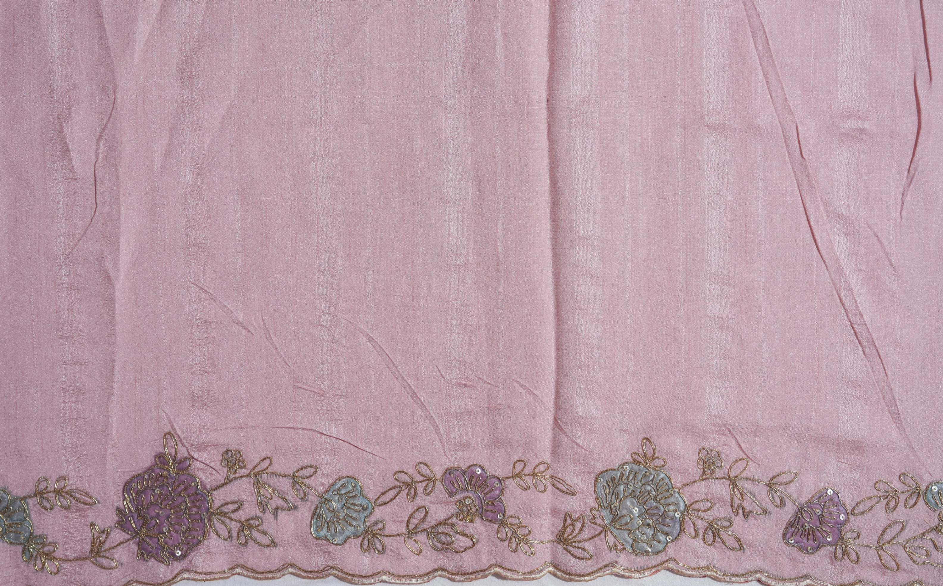 Pink Embroidery Tussar Saree
