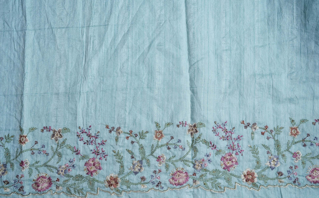 Ferozi Embroidery Tusser Saree
