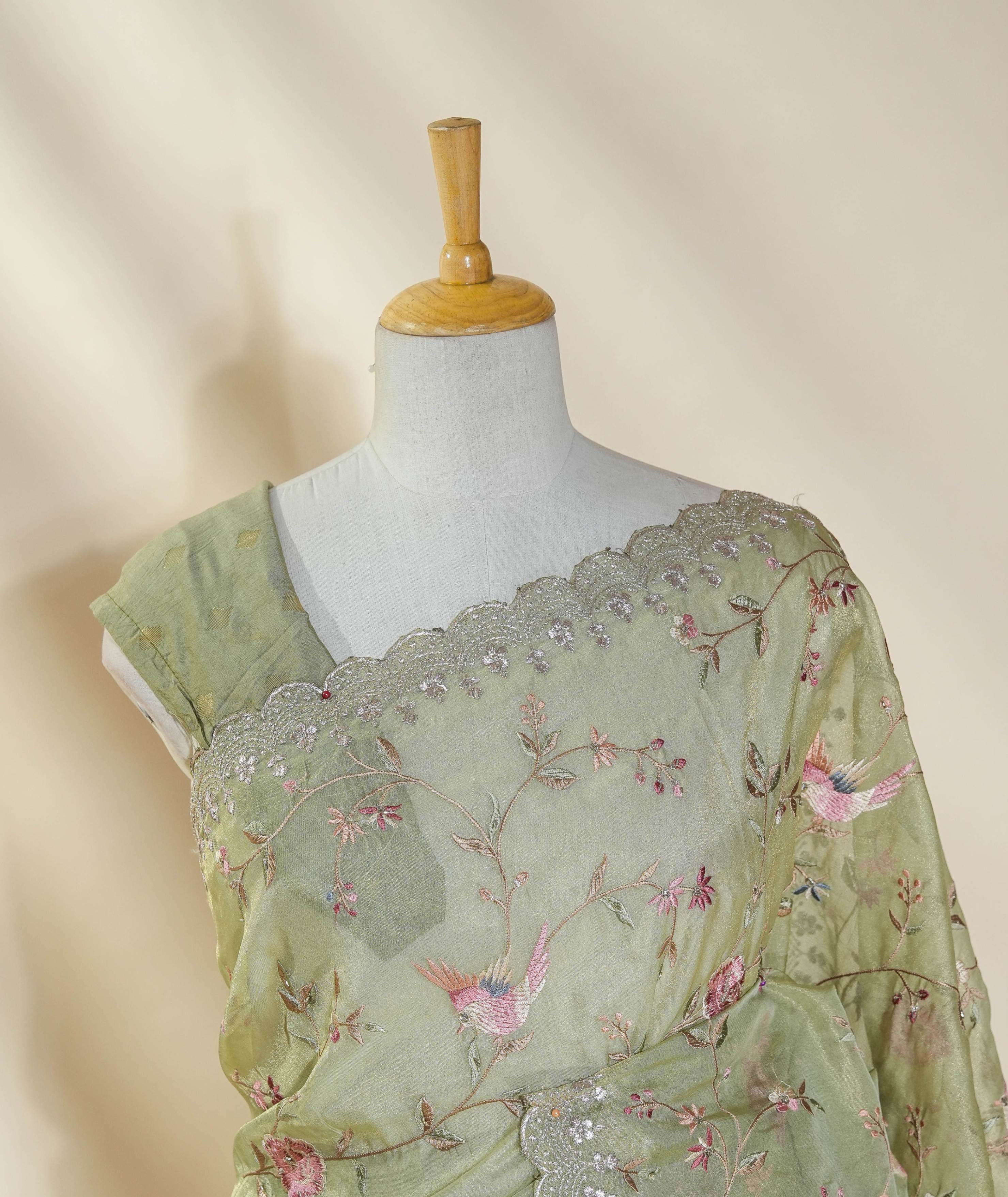 Gold Embroidery Tissue Saree