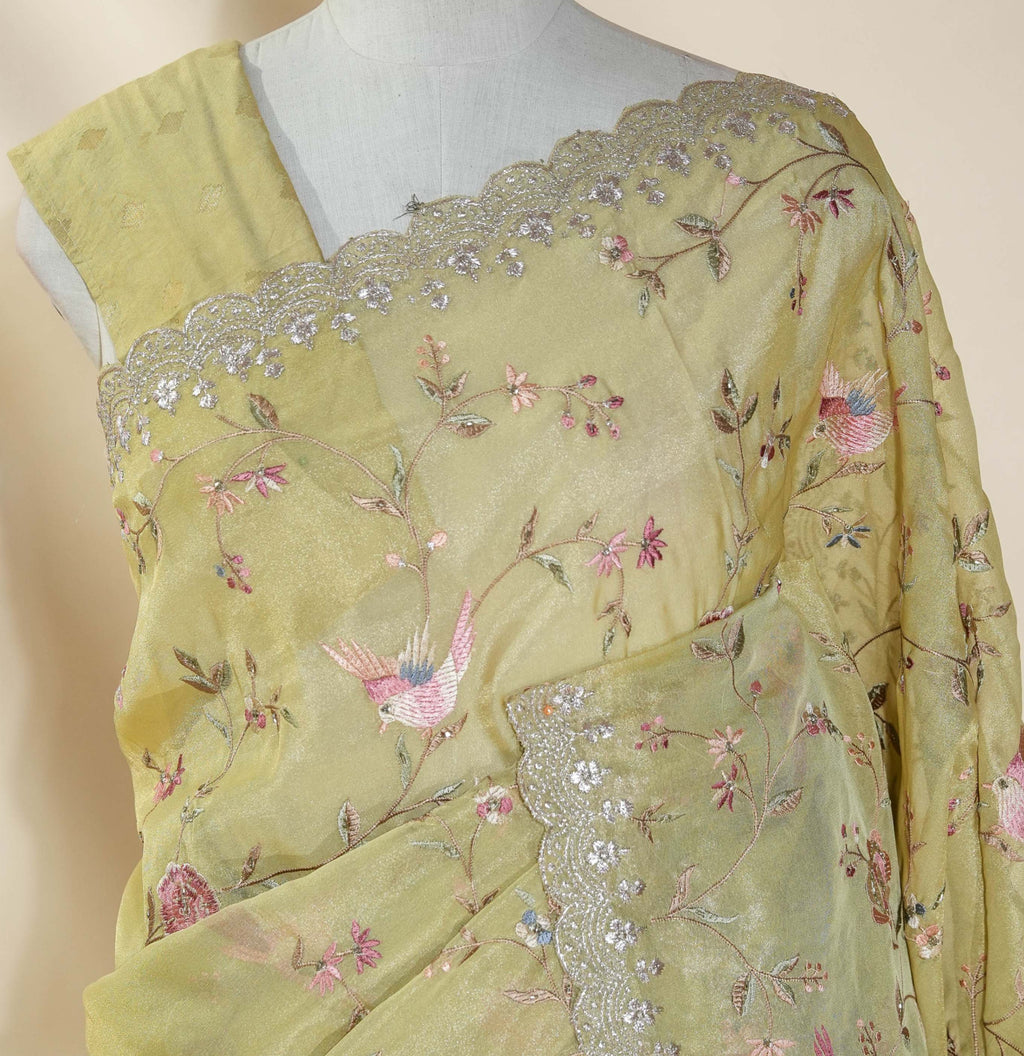 Gold Embroidery Tissue Saree