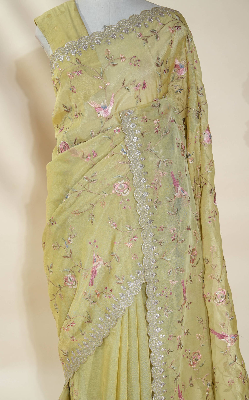 Gold Embroidery Tissue Saree