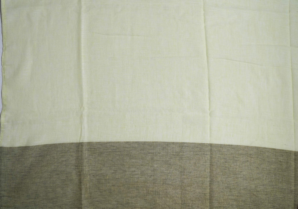 Off White Printed Embroidery Khadi Saree