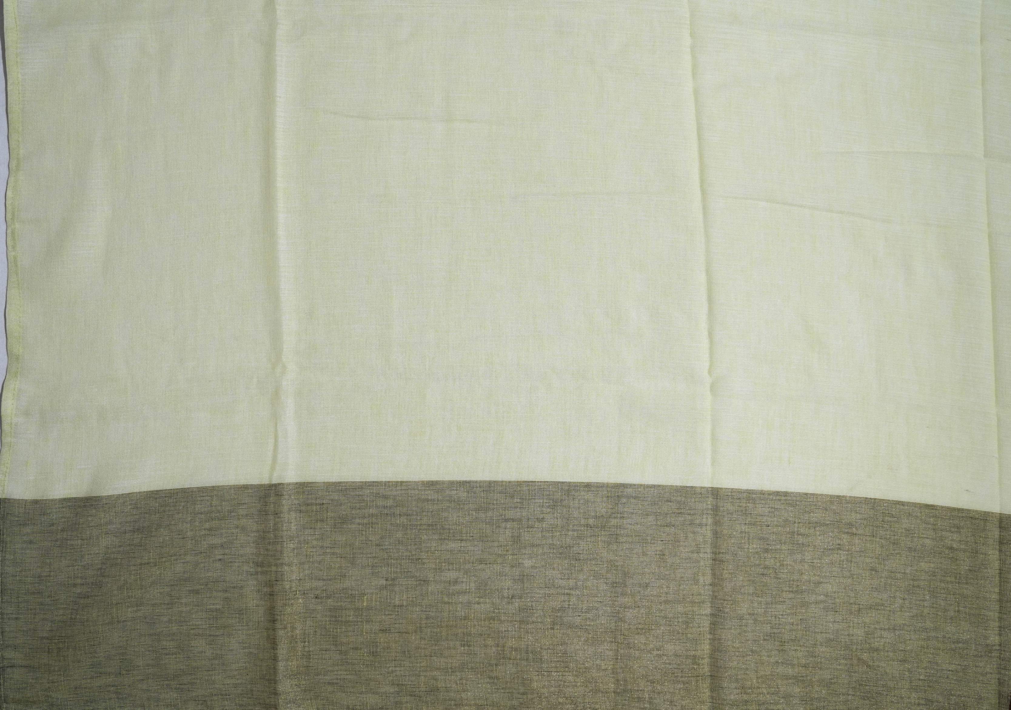 Off White Printed Embroidery Khadi Saree