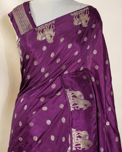 Purple Banarasi Tissue Saree