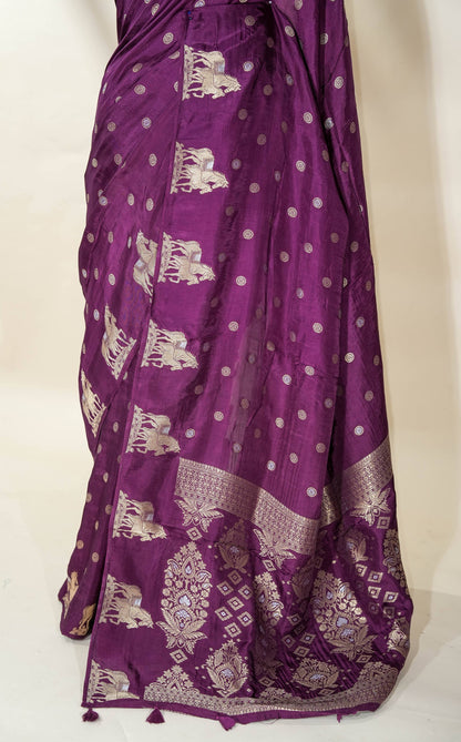 Purple Banarasi Tissue Saree