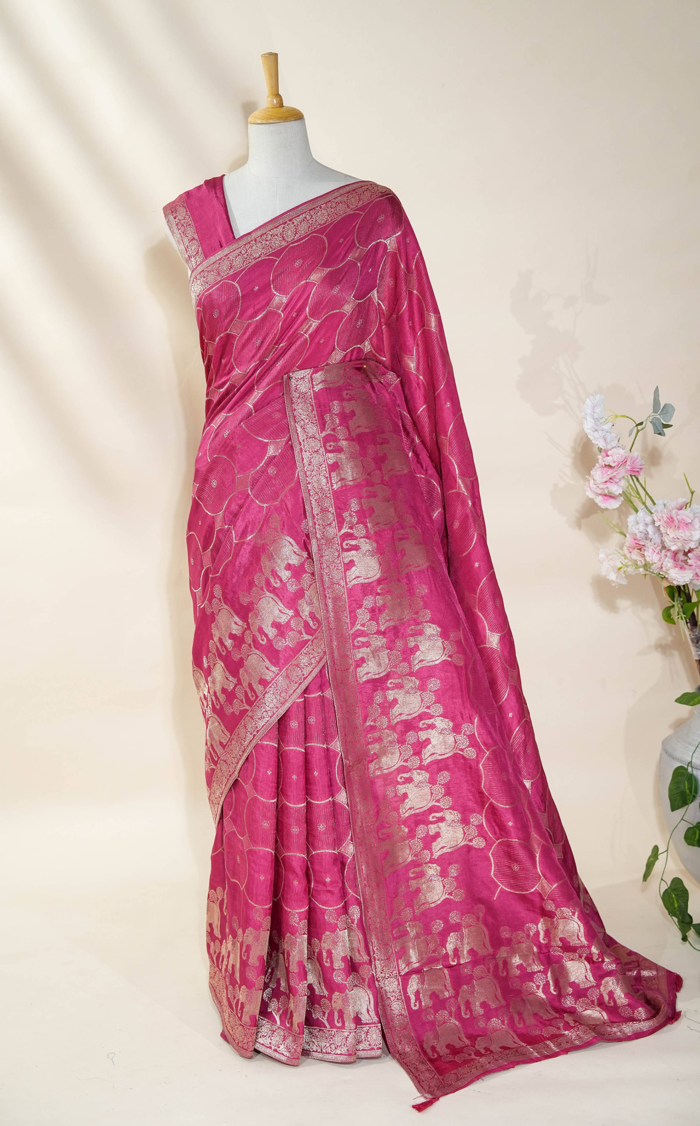 Pink Banarasi Silk Saree