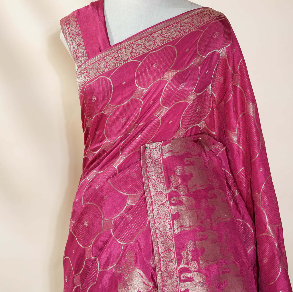 Pink Banarasi Silk Saree