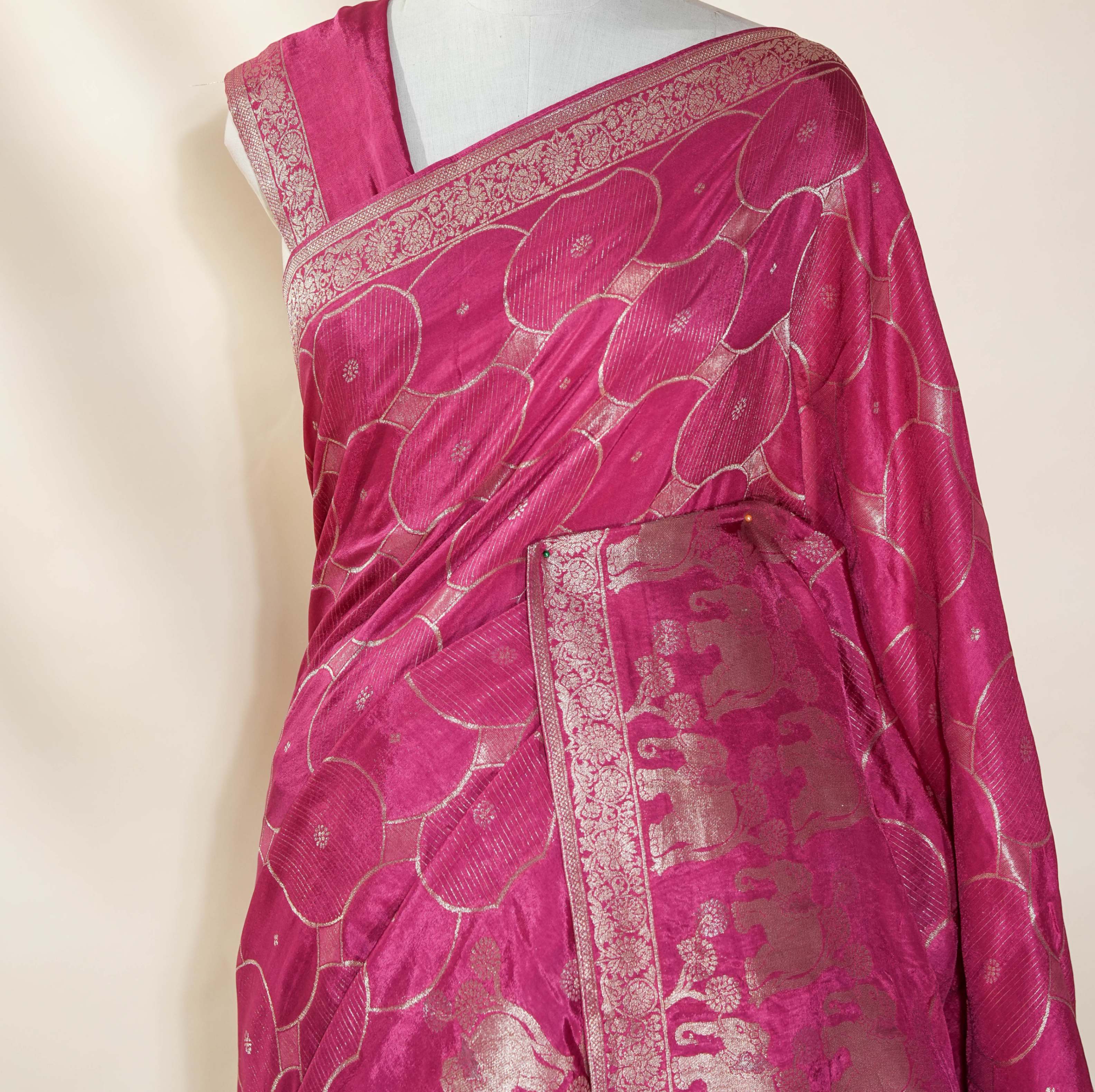 Pink Banarasi Silk Saree