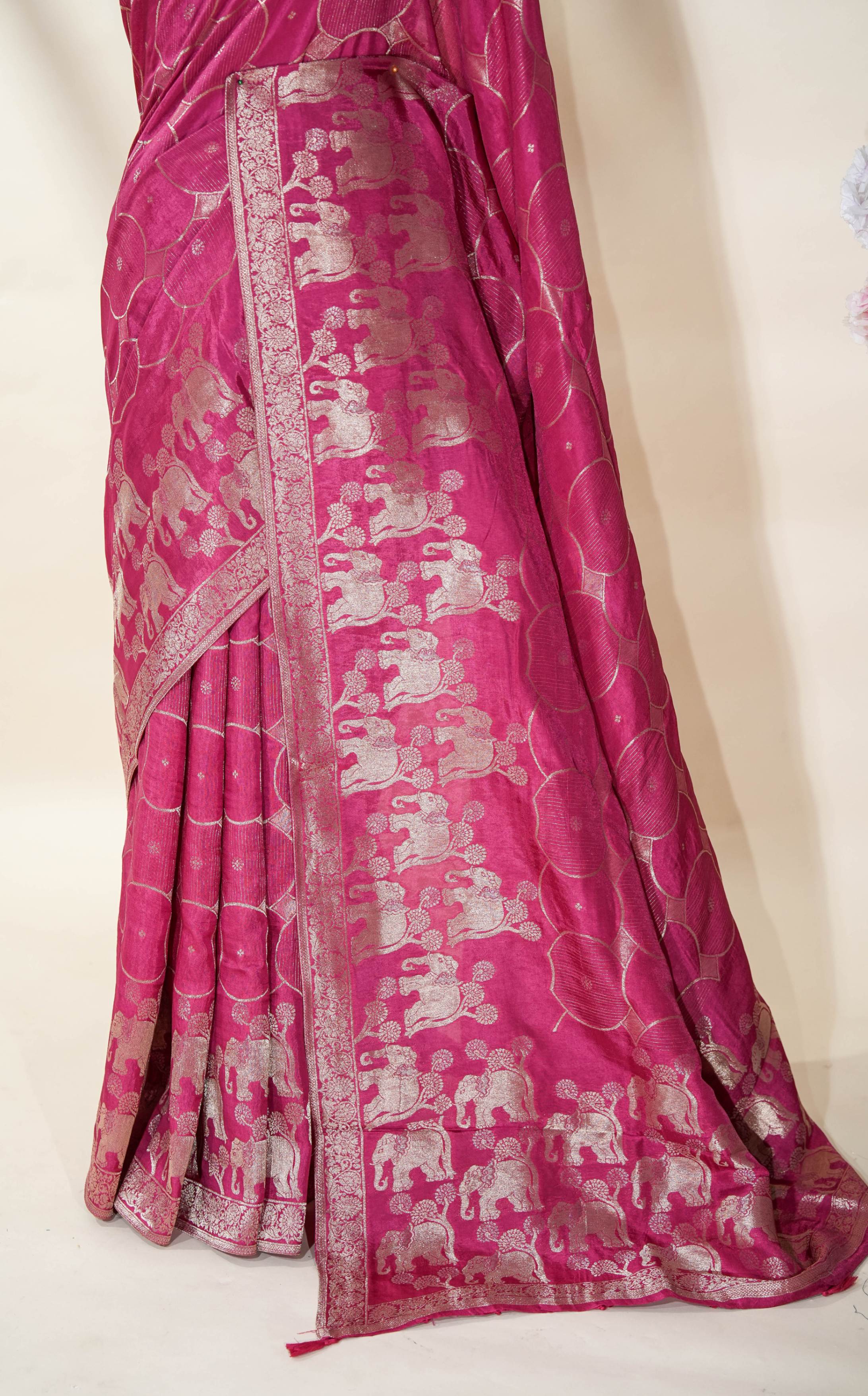 Pink Banarasi Silk Saree