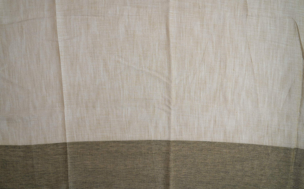 Off White Printed Embroidery Khadhi Saree