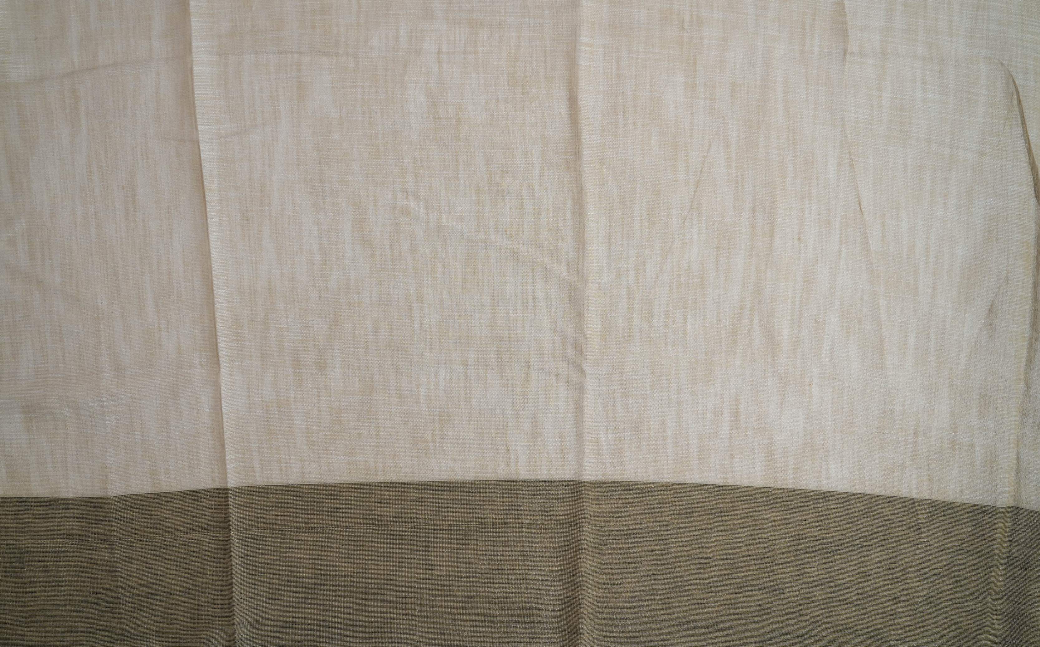 Off White Printed Embroidery Khadhi Saree