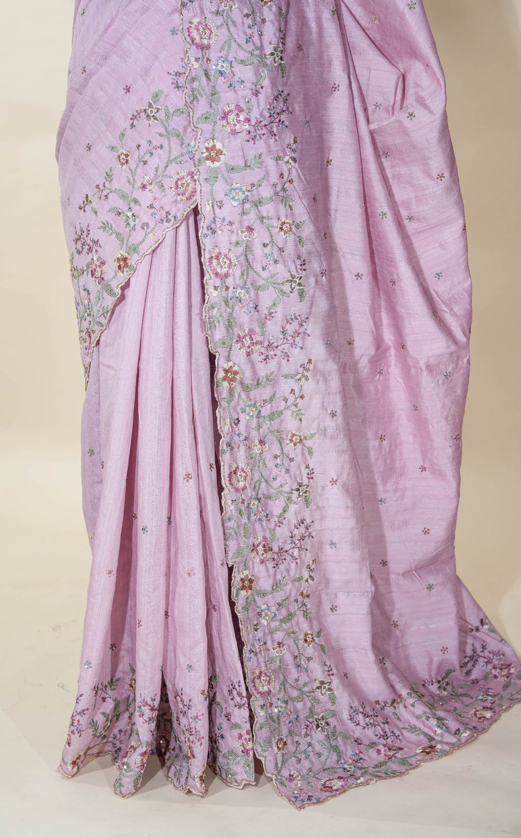 Pink Embroidery Tussar Saree