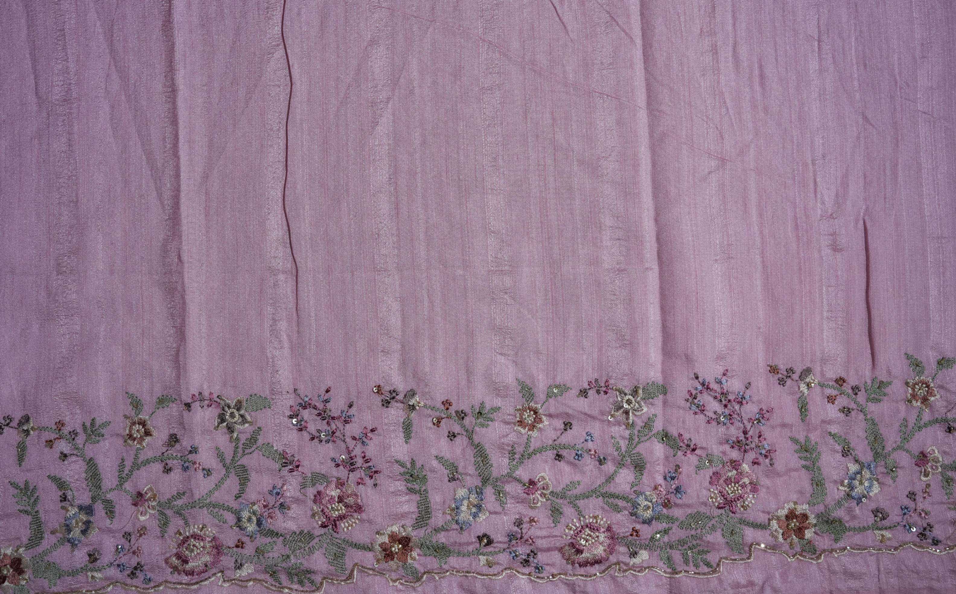 Pink Embroidery Tussar Saree