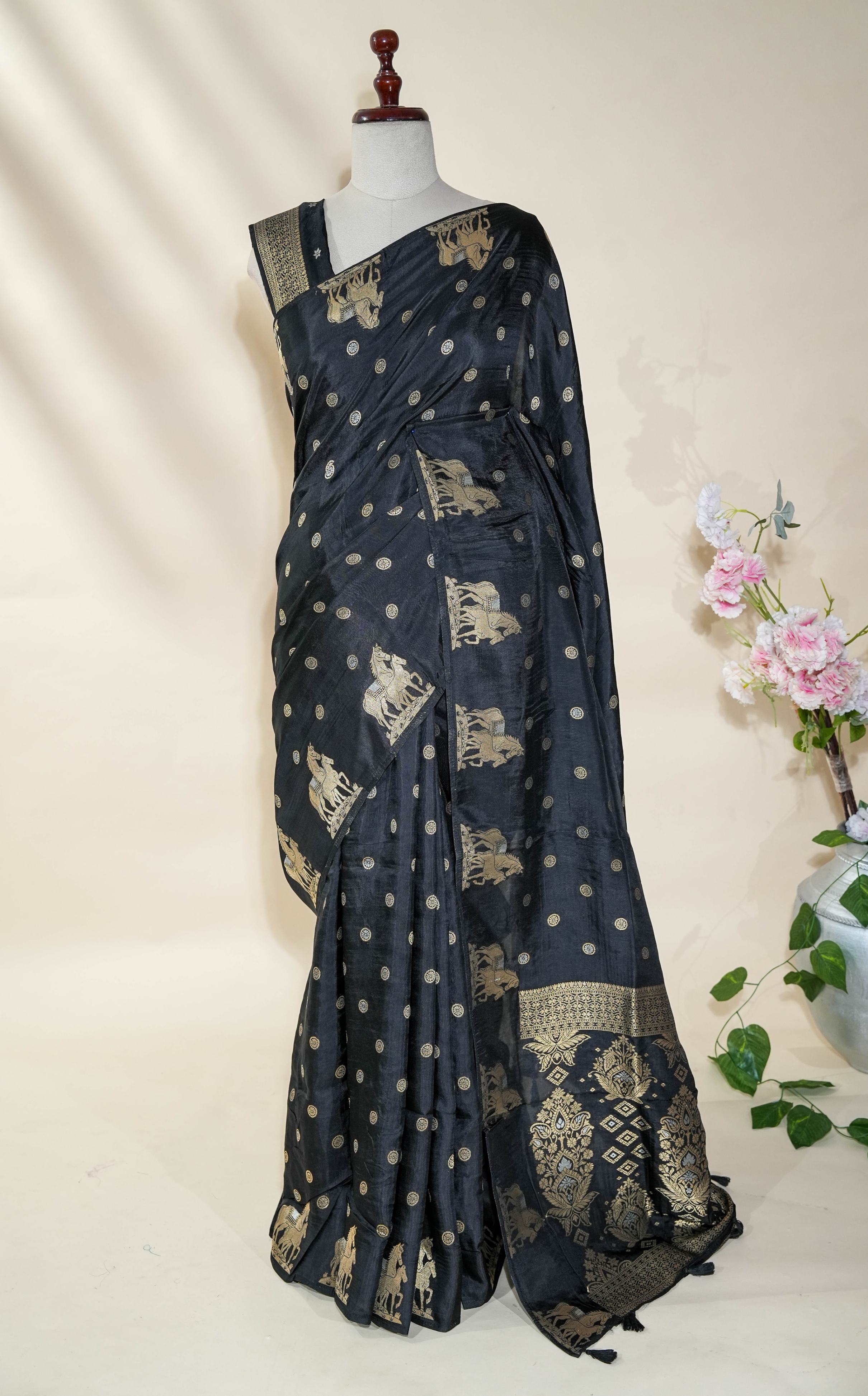Black Banarasi Silk Saree