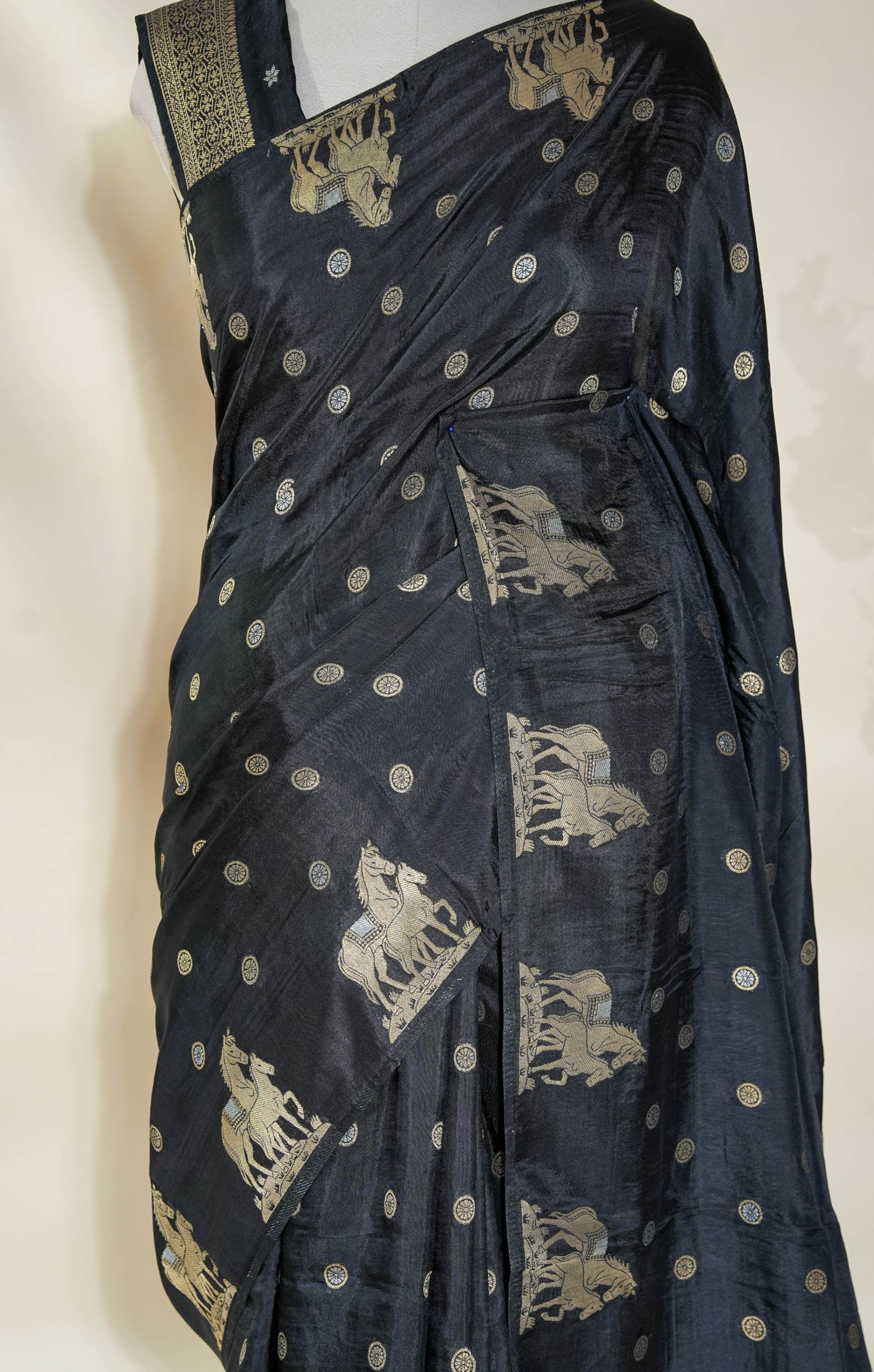 Black Banarasi Silk Saree