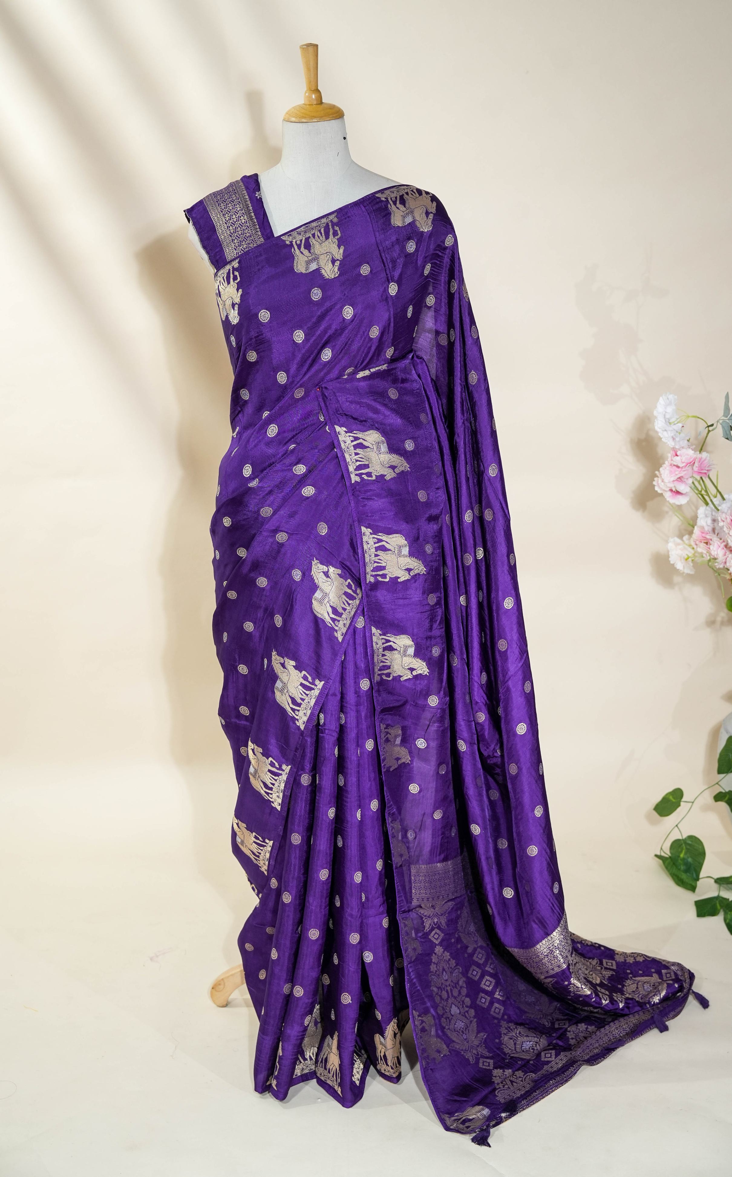 Purple Banarasi Silk Saree