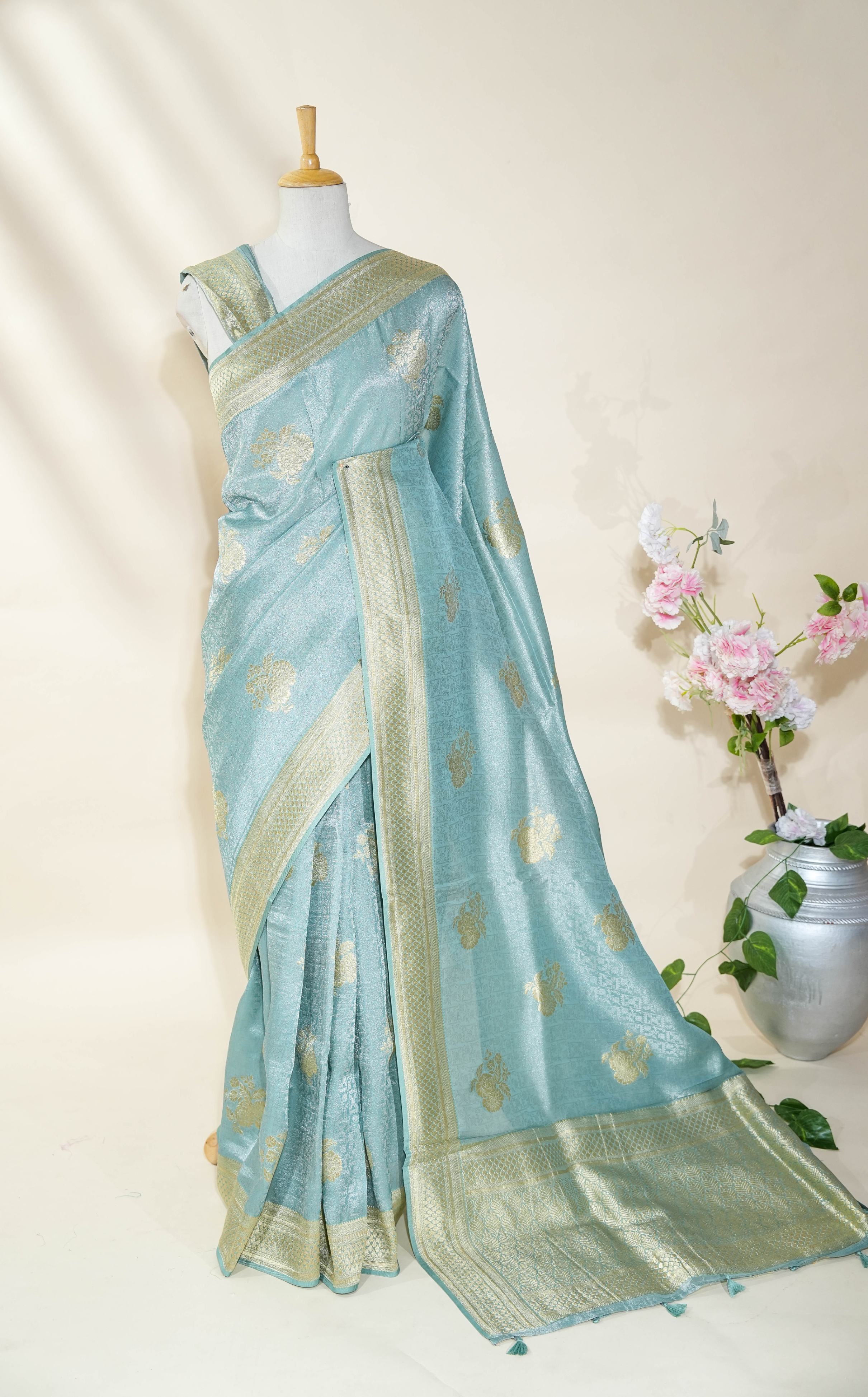 Ferozi Banarasi Tissue Saree
