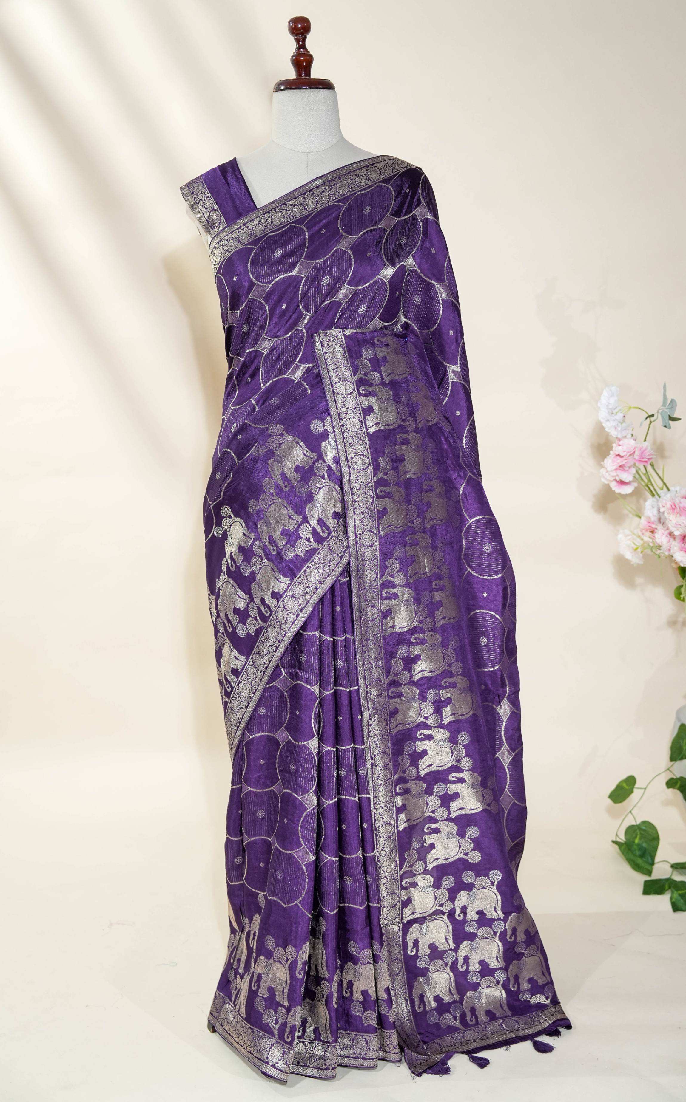 Purple Banarasi Silk Saree