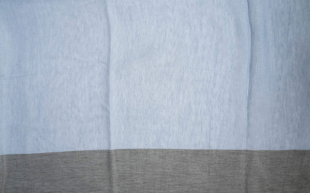 Grey Printed Embroidery Khadi Saree