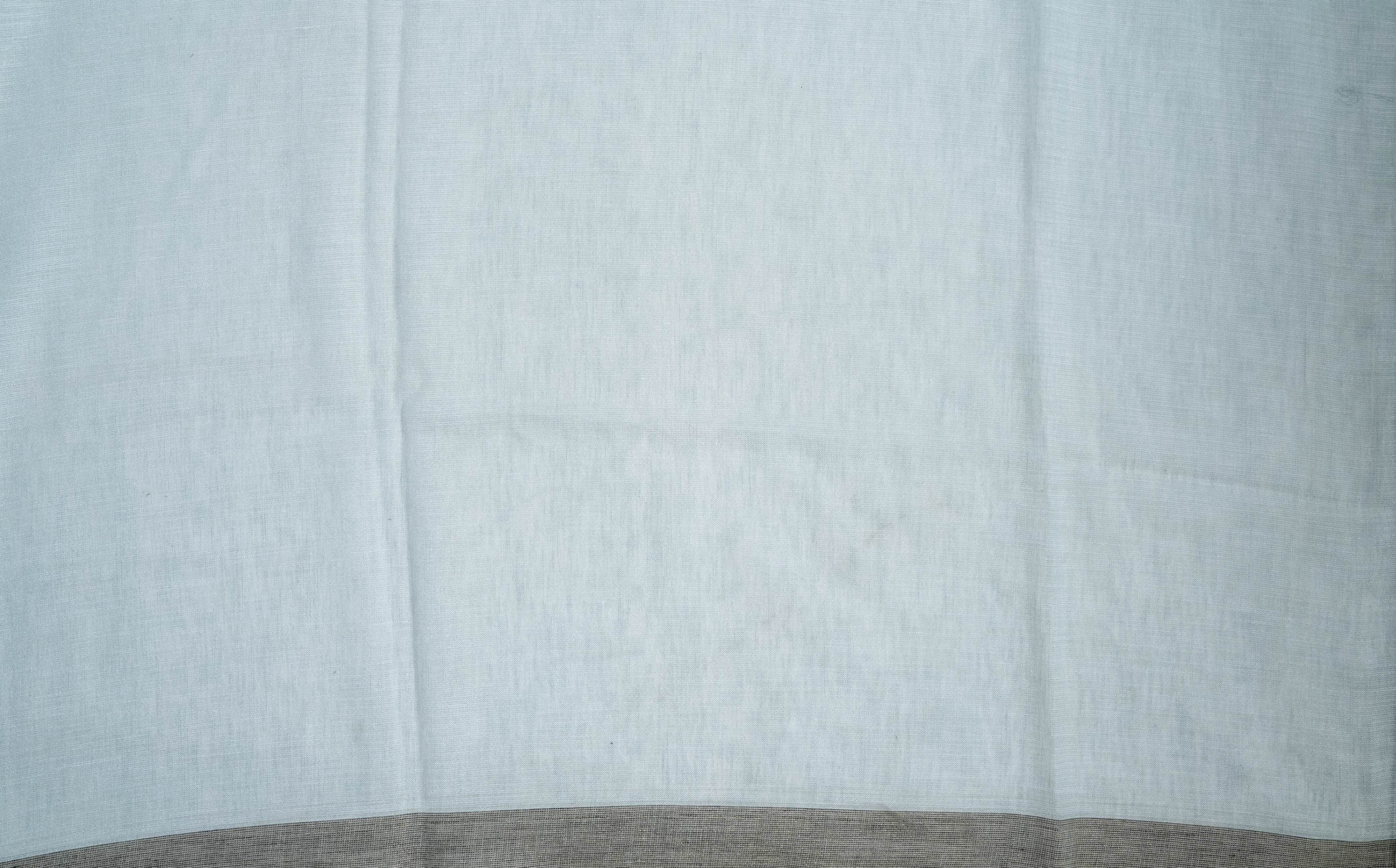 Grey Printed Embroidery Khadi Saree