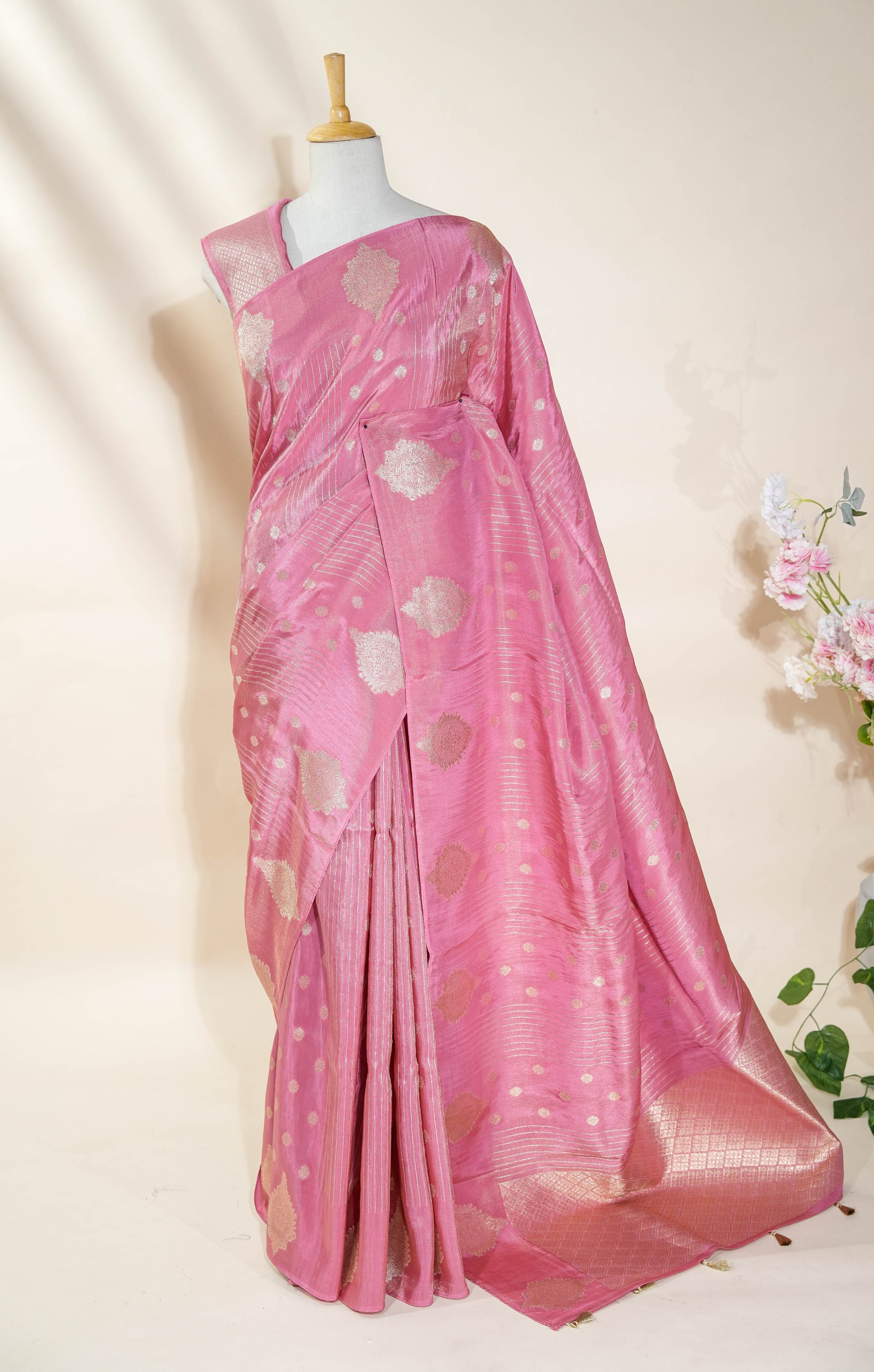 Pink Banarasi Tissue Saree