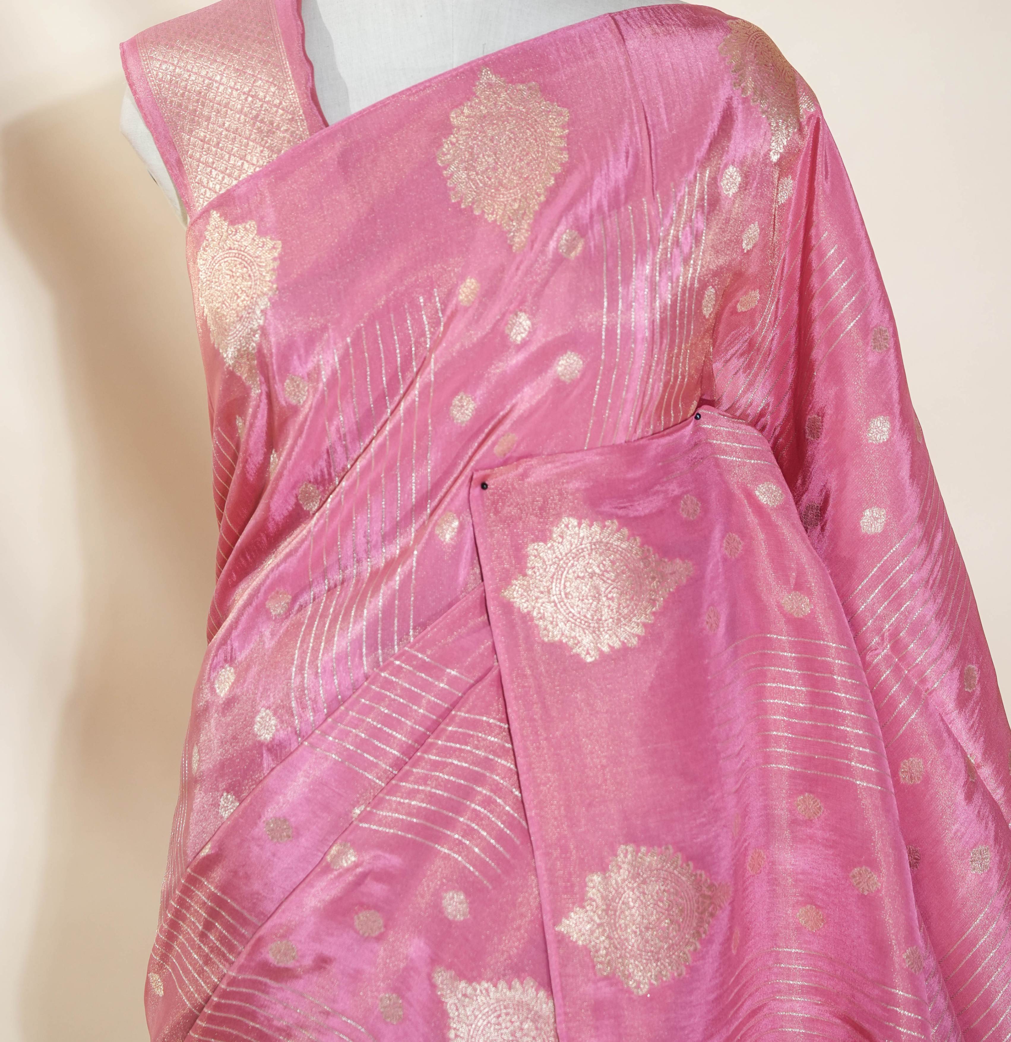 Pink Banarasi Tissue Saree