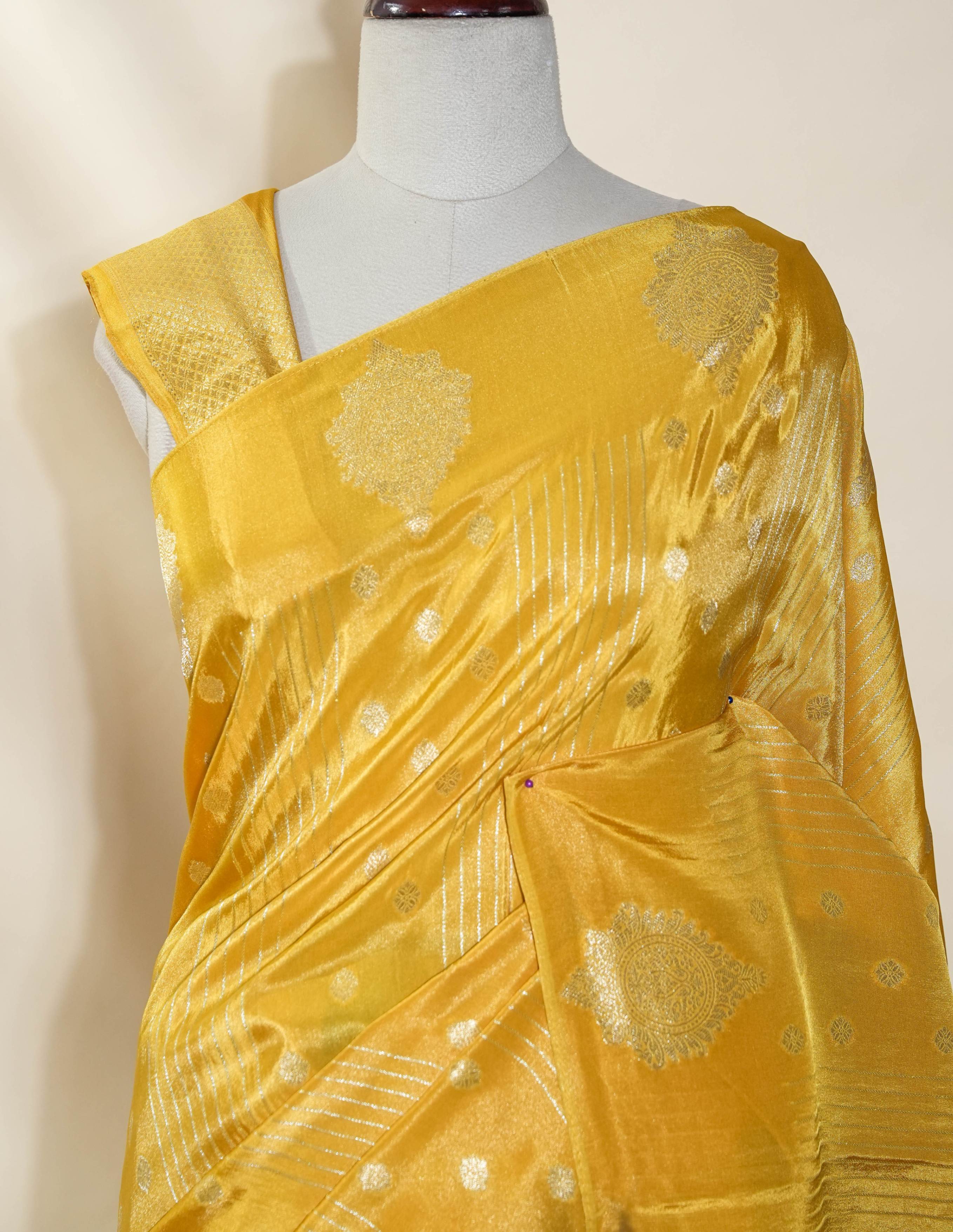 Yellow Banarasi Tissue Saree