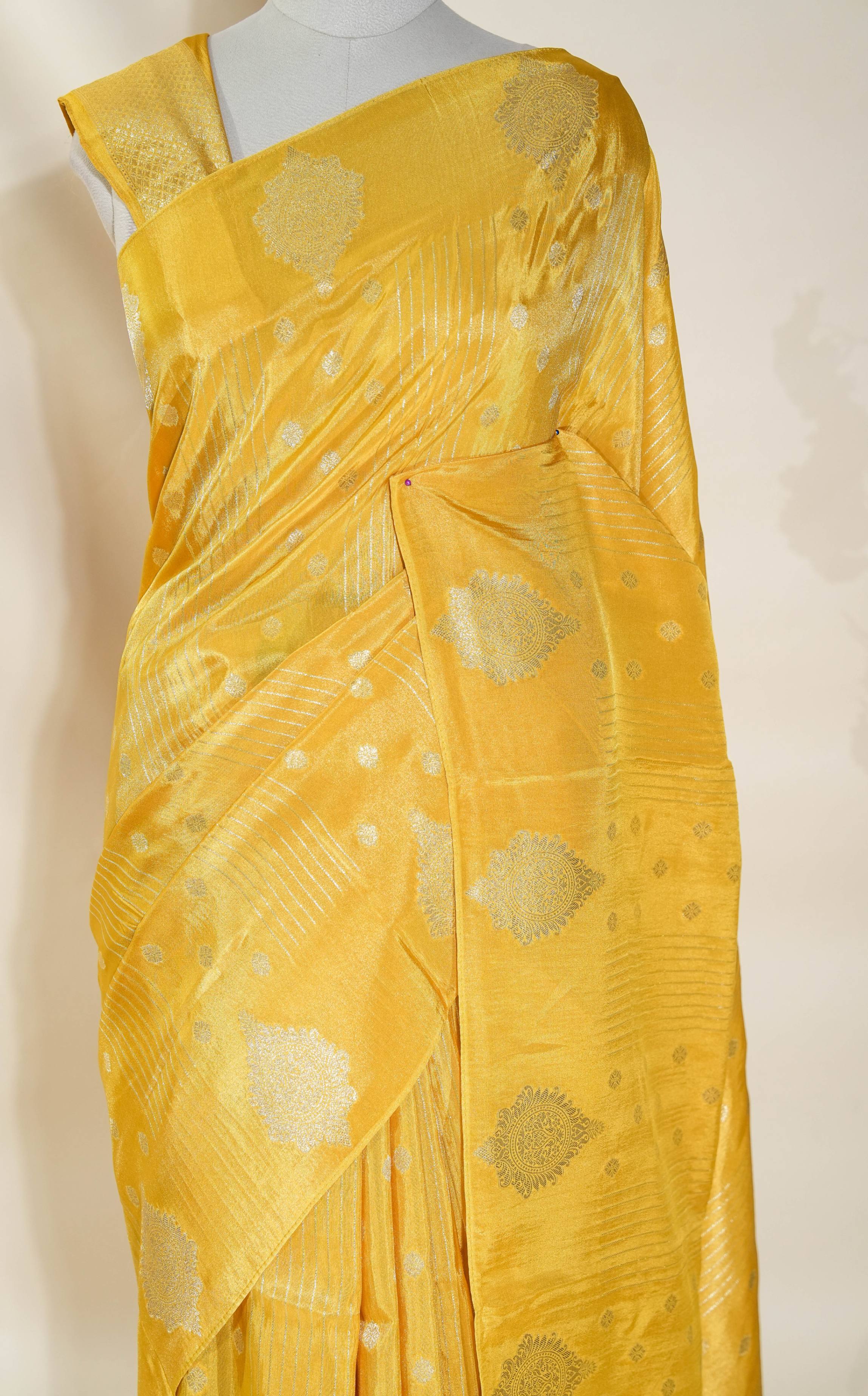 Yellow Banarasi Tissue Saree