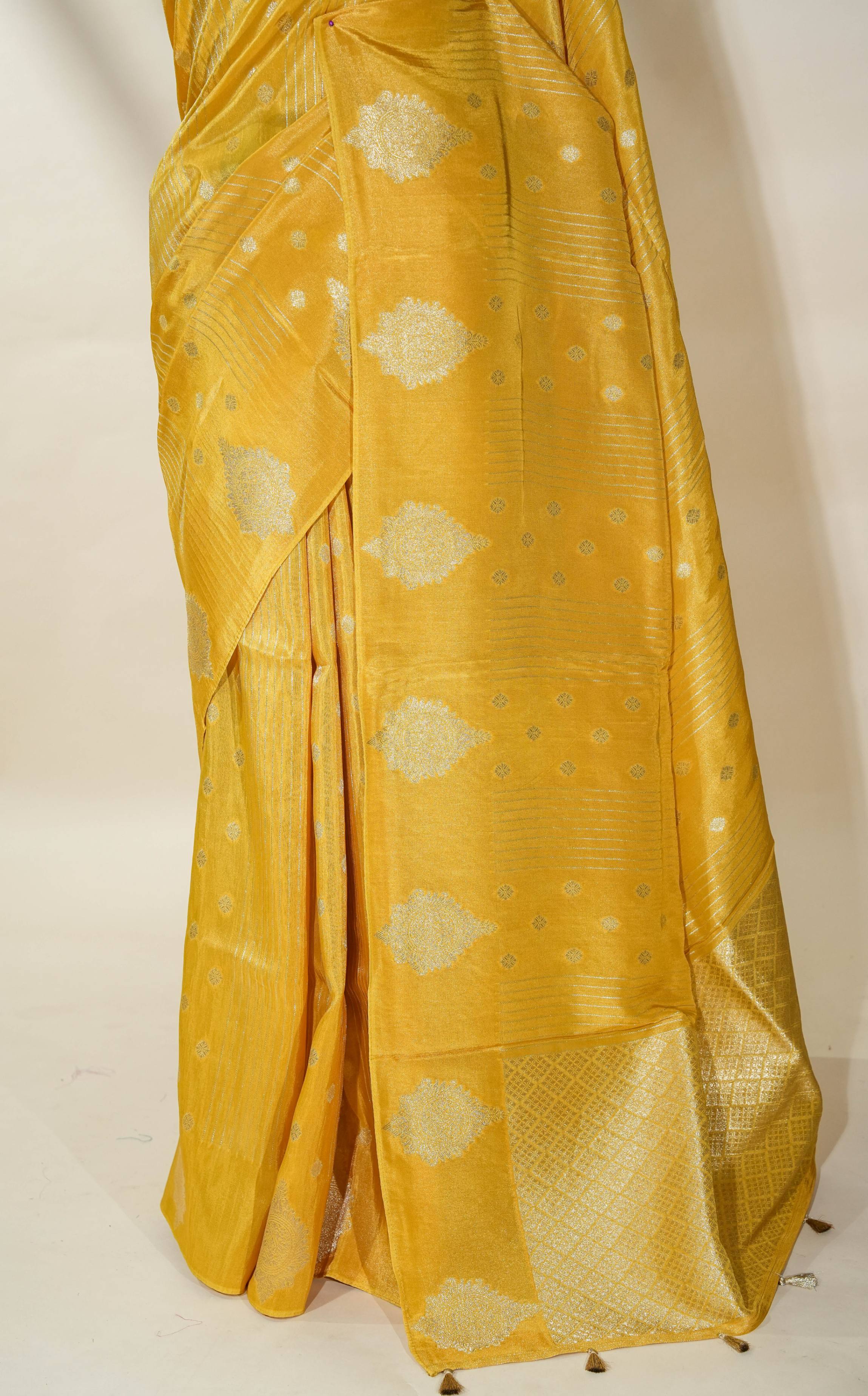Yellow Banarasi Tissue Saree