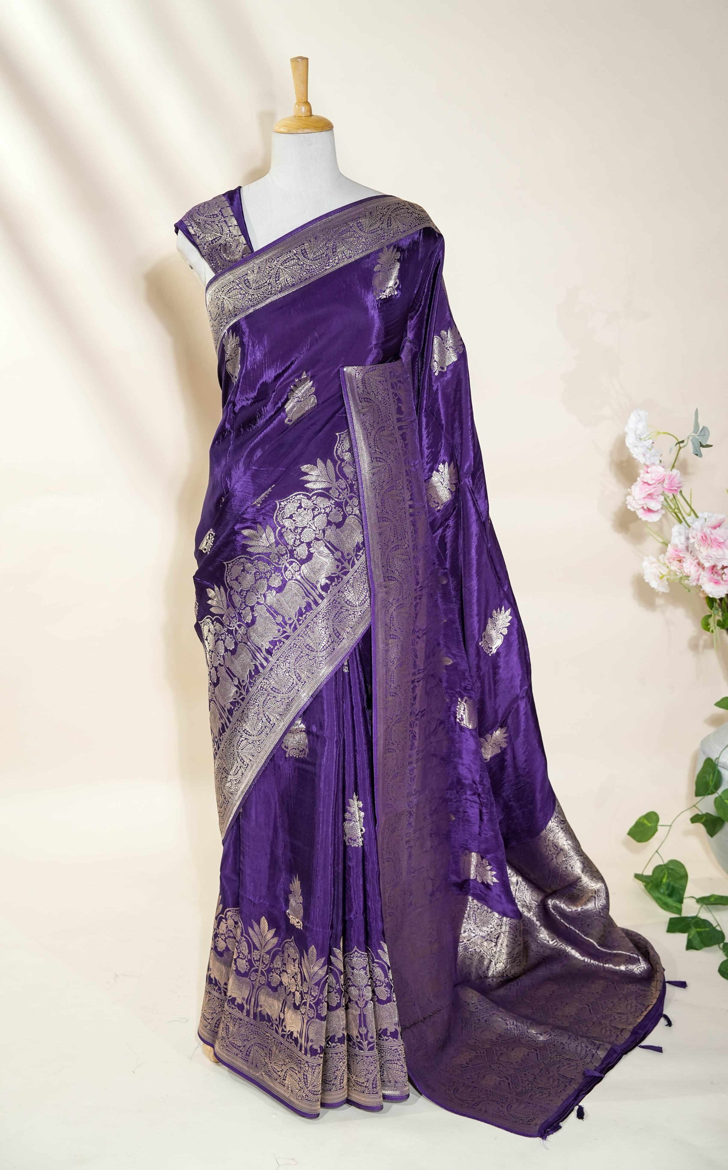 Purple Banarasi Silk Saree