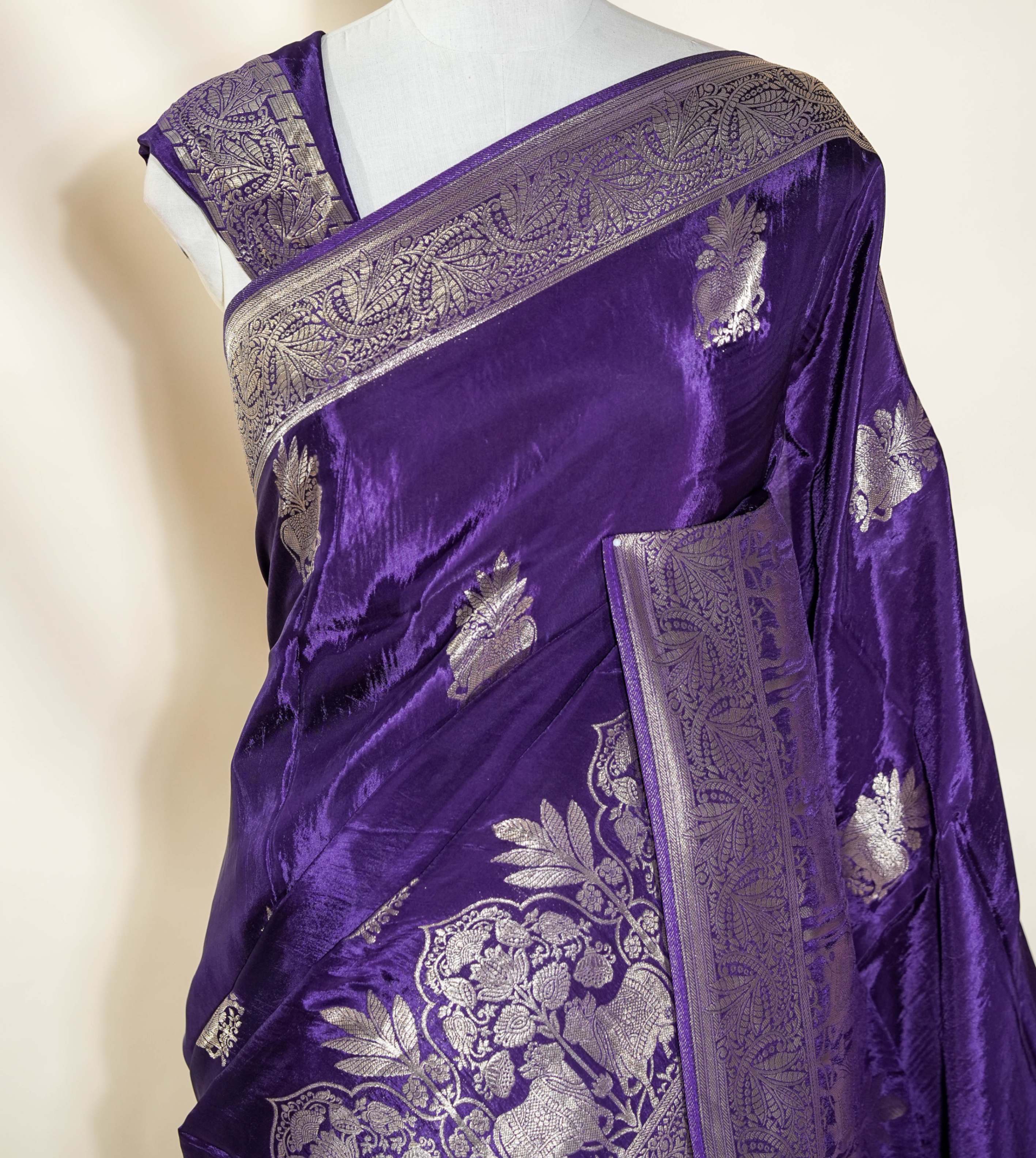 Purple Banarasi Silk Saree