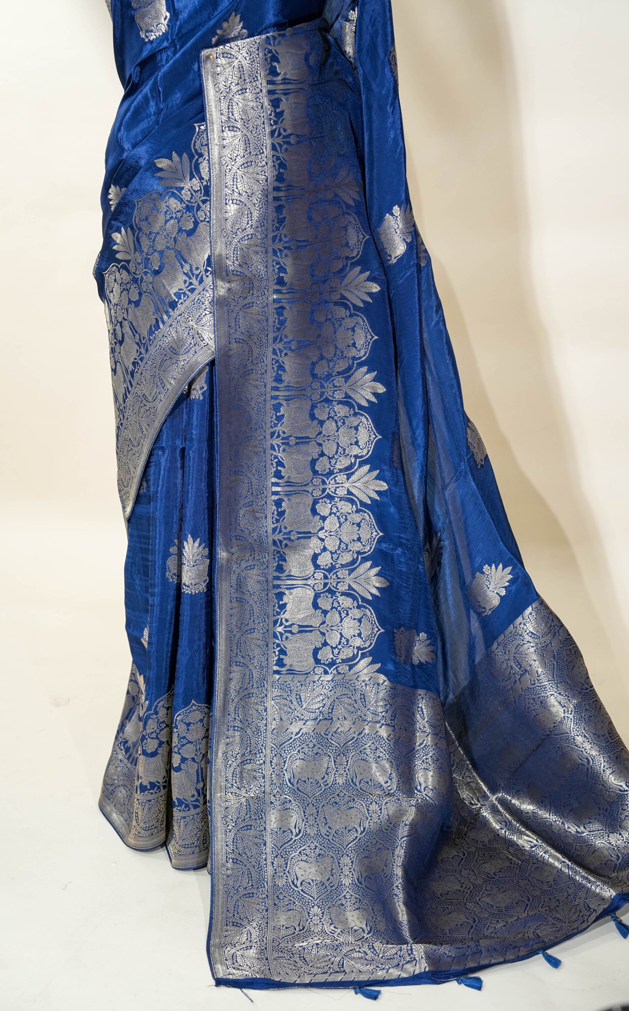 Navy Blue Banarasi Silk Saree