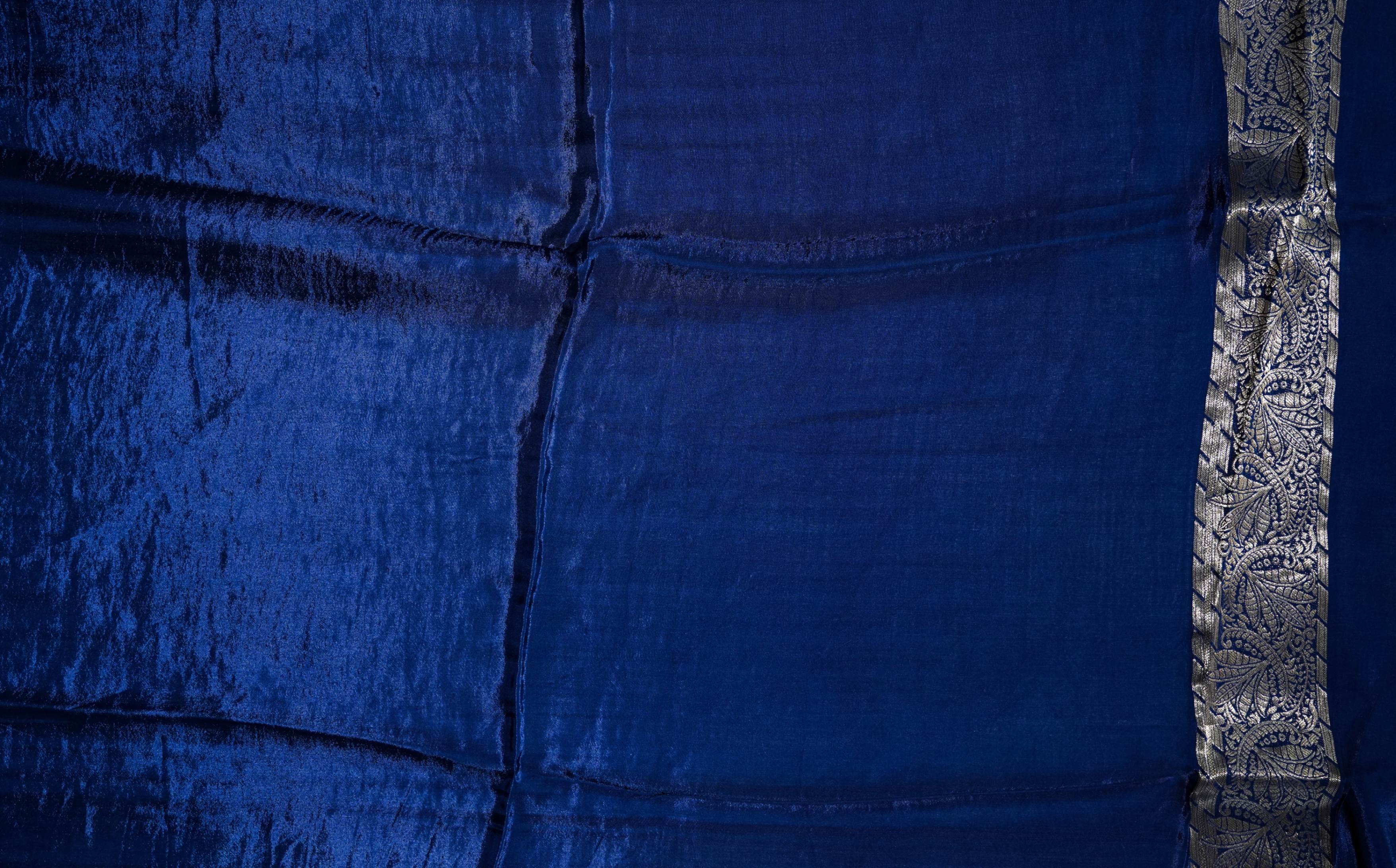 Navy Blue Banarasi Silk Saree