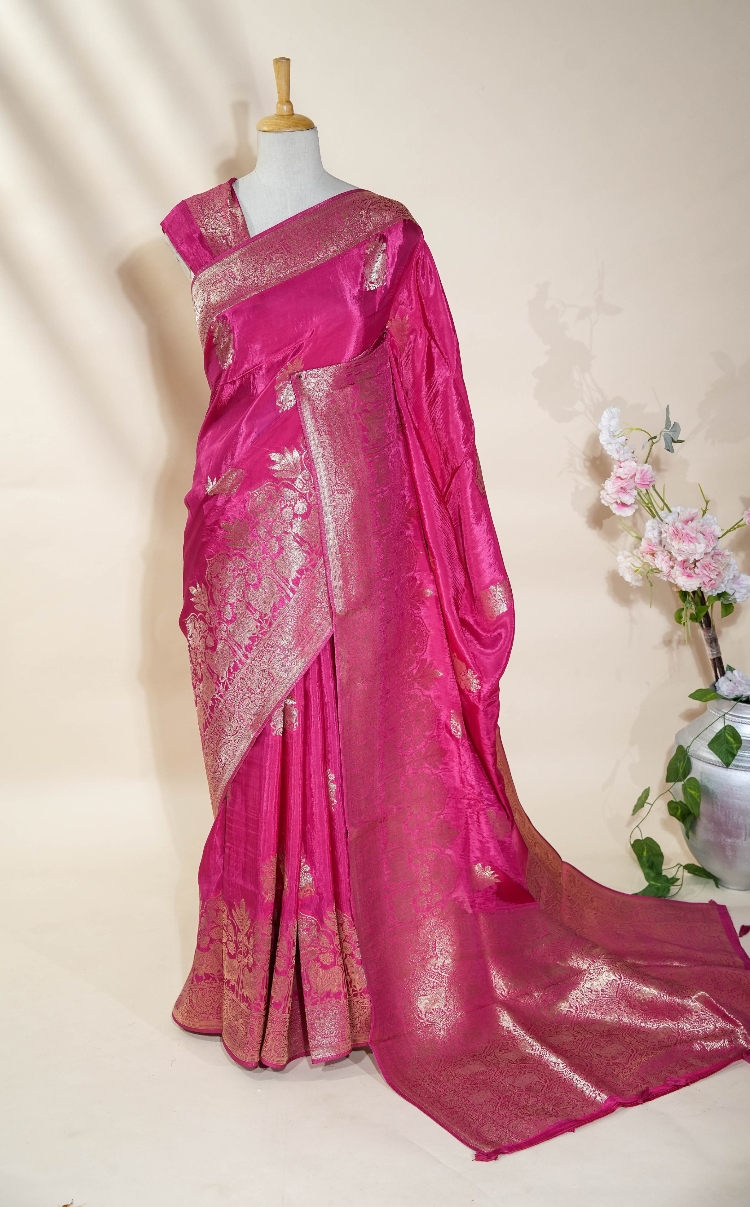 Pink Banarasi Silk Saree