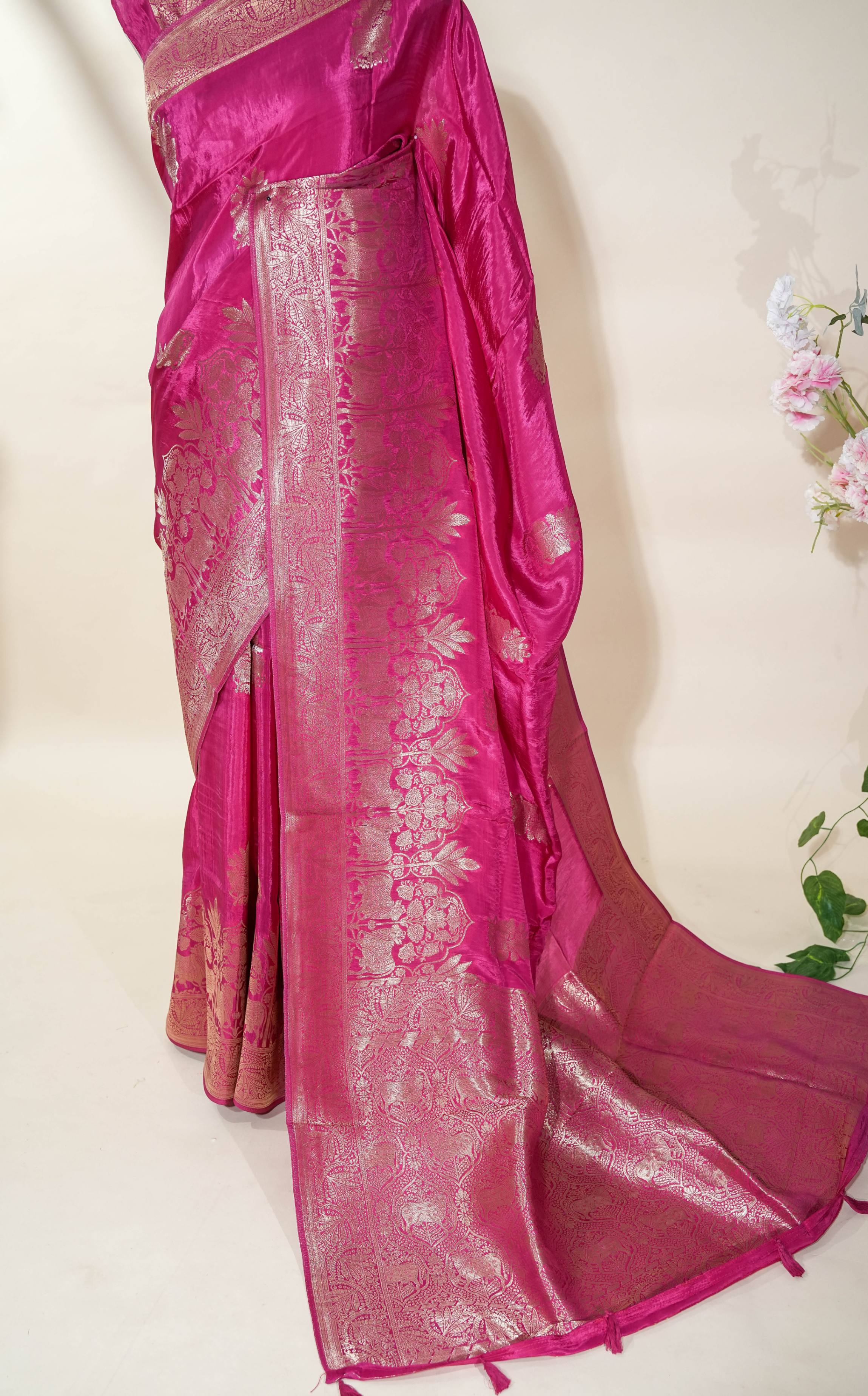 Pink Banarasi Silk Saree