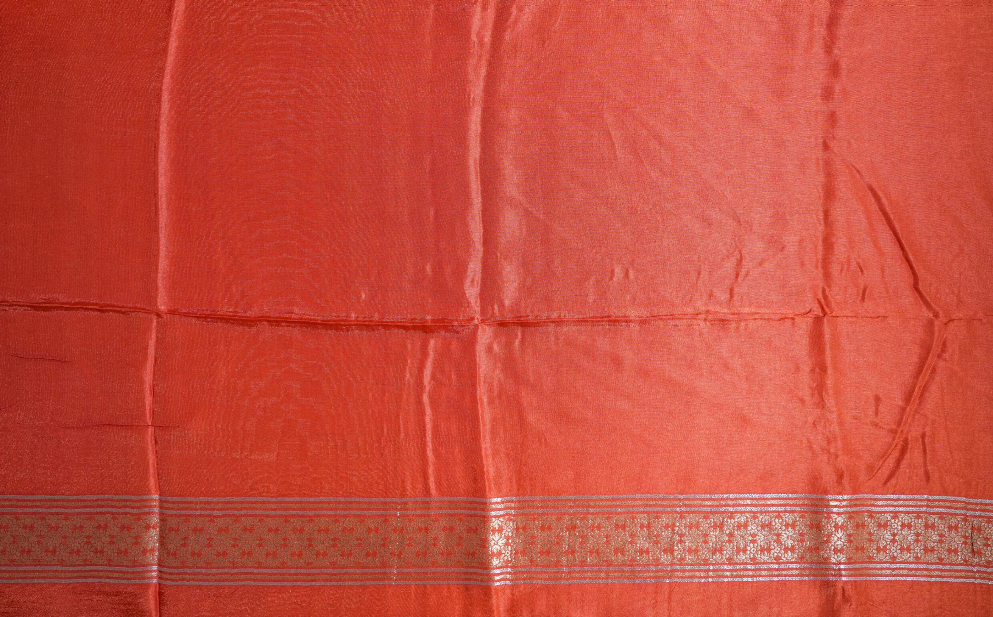 Orange Banarasi Silk Saree